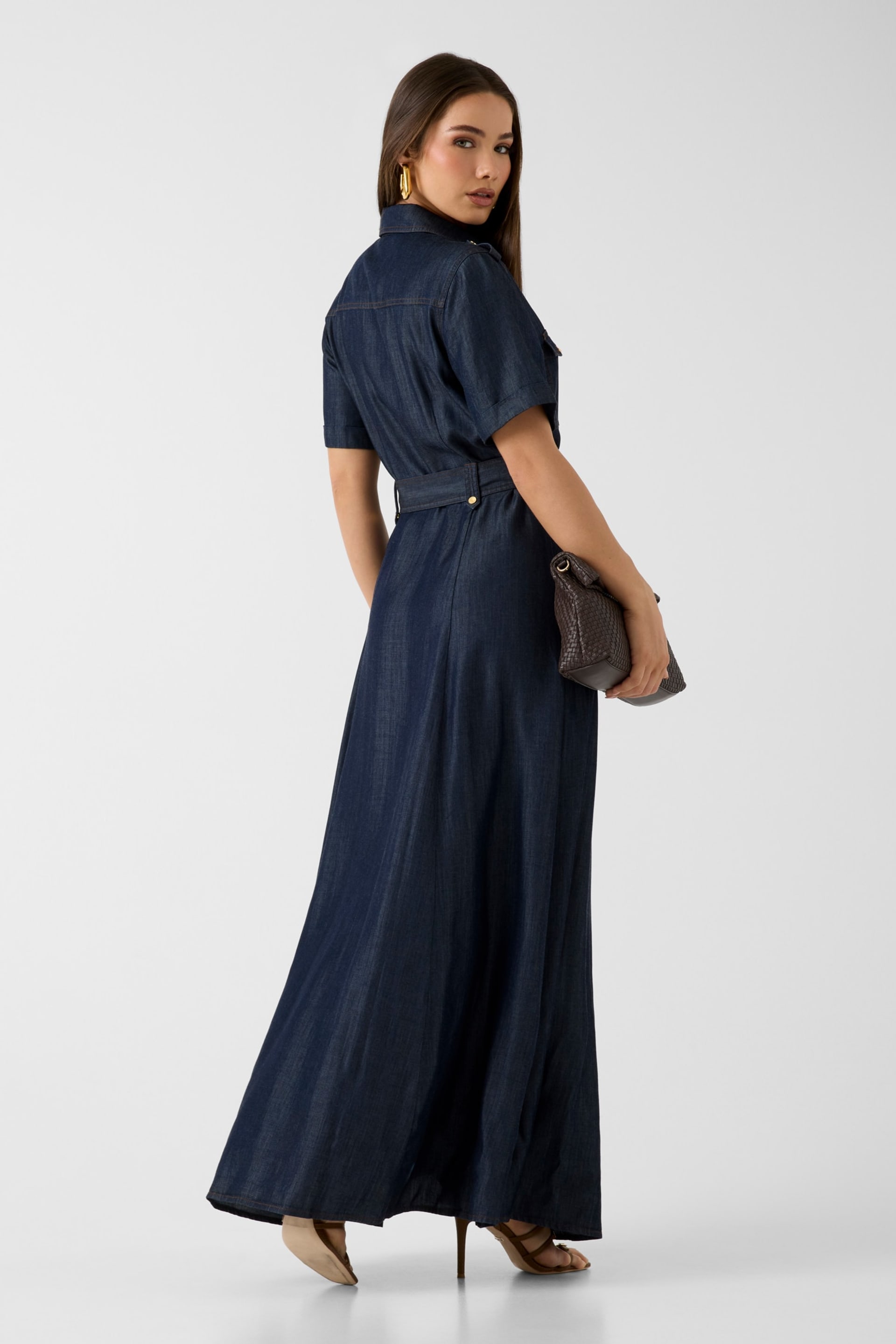 guess denim wrap dress Vintage Guess 1990s Denim Dress sz L Wrap Dress Long Sleeve Cotton Made in  USA