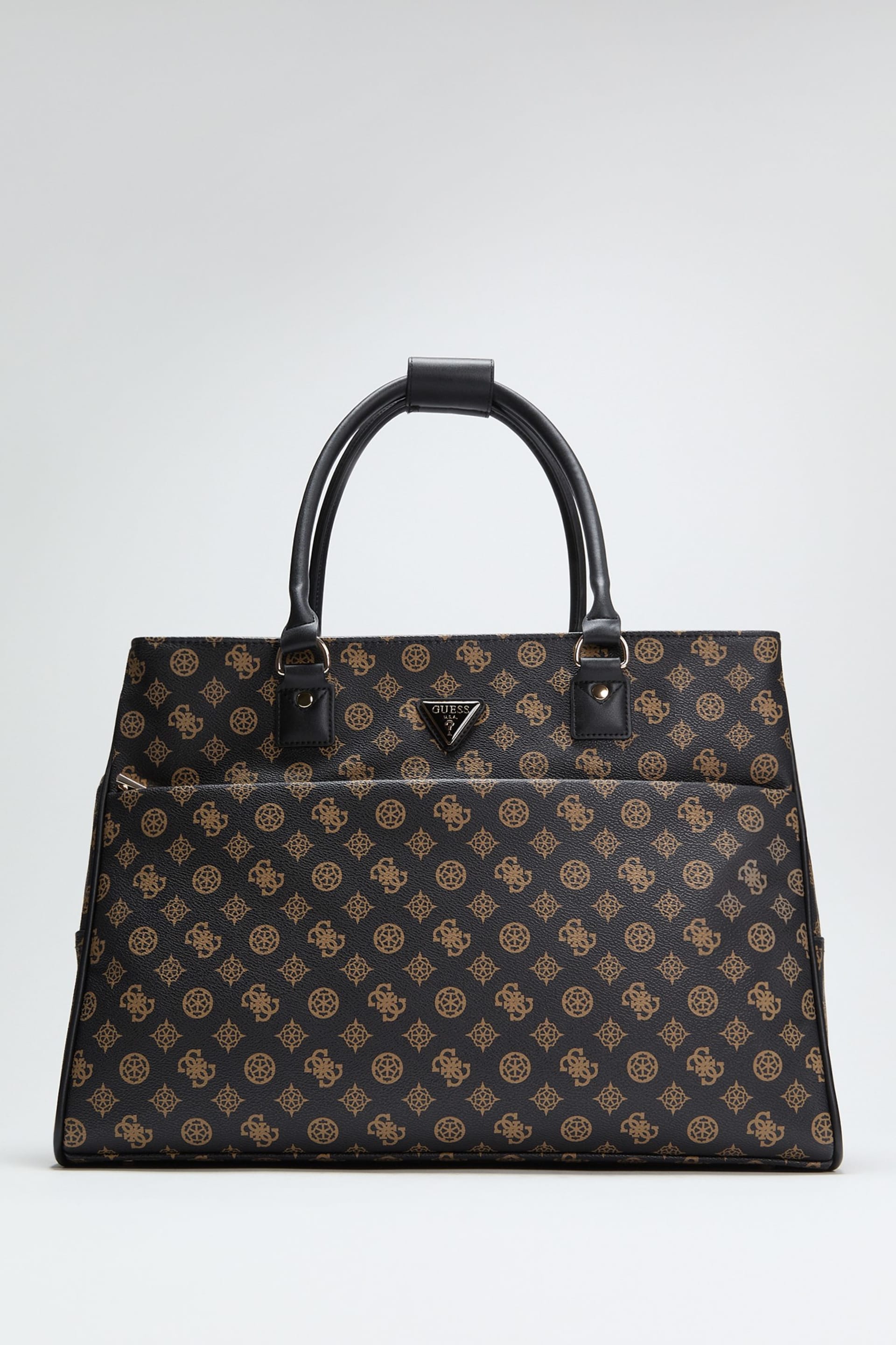 guess shopper travel tote bag Eco Gemma Handbag – ShopCGX Woven nylon tote bag with included zip bag Printed logo details Single main compartment with removeable zip pouch Top zip closure Webbed canvas shoulder straps with 12 drop Wilder Peony Shopper Tote