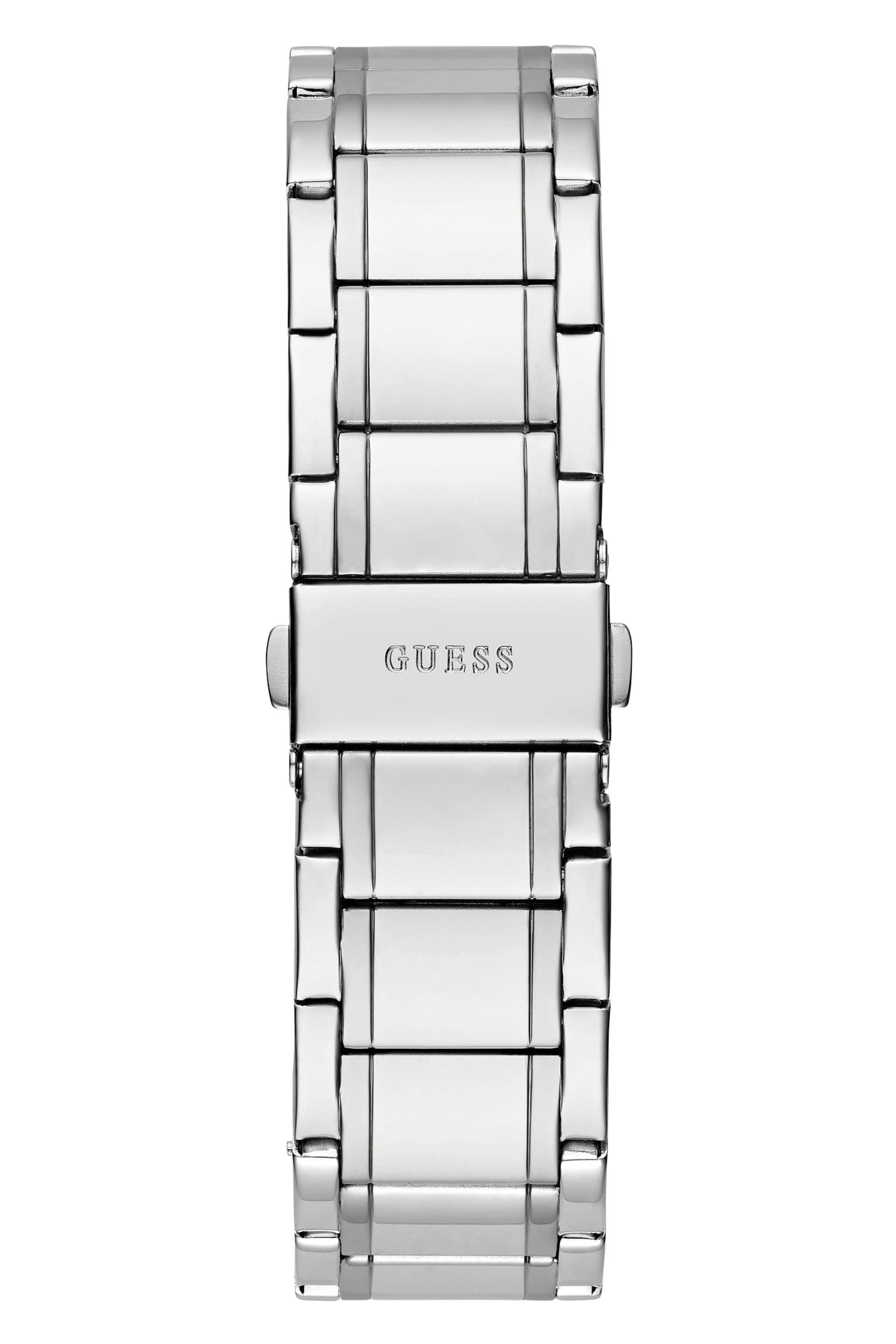 GUESS® Silver-Tone and Blue Analog Watch Men