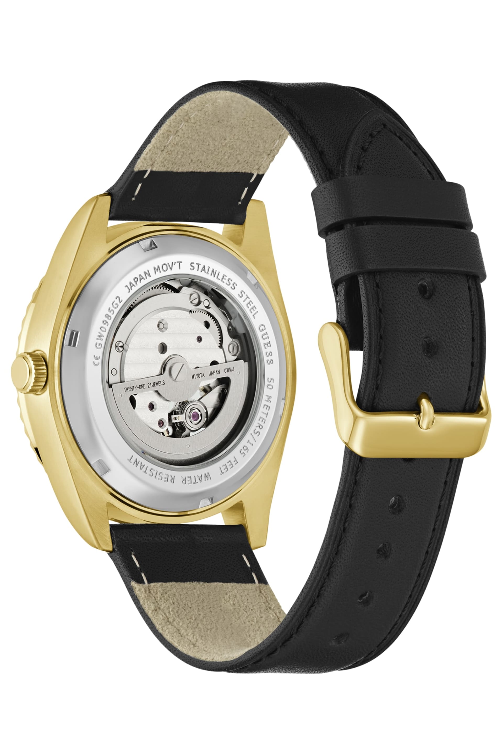 GUESS® Gold-Tone Analog Leather Watch Men