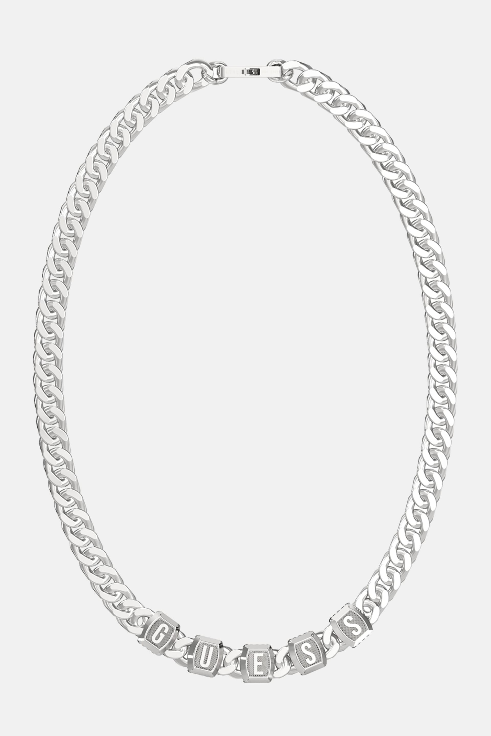 GUESS® Silver-Tone Letter Logo Chain Necklace Men