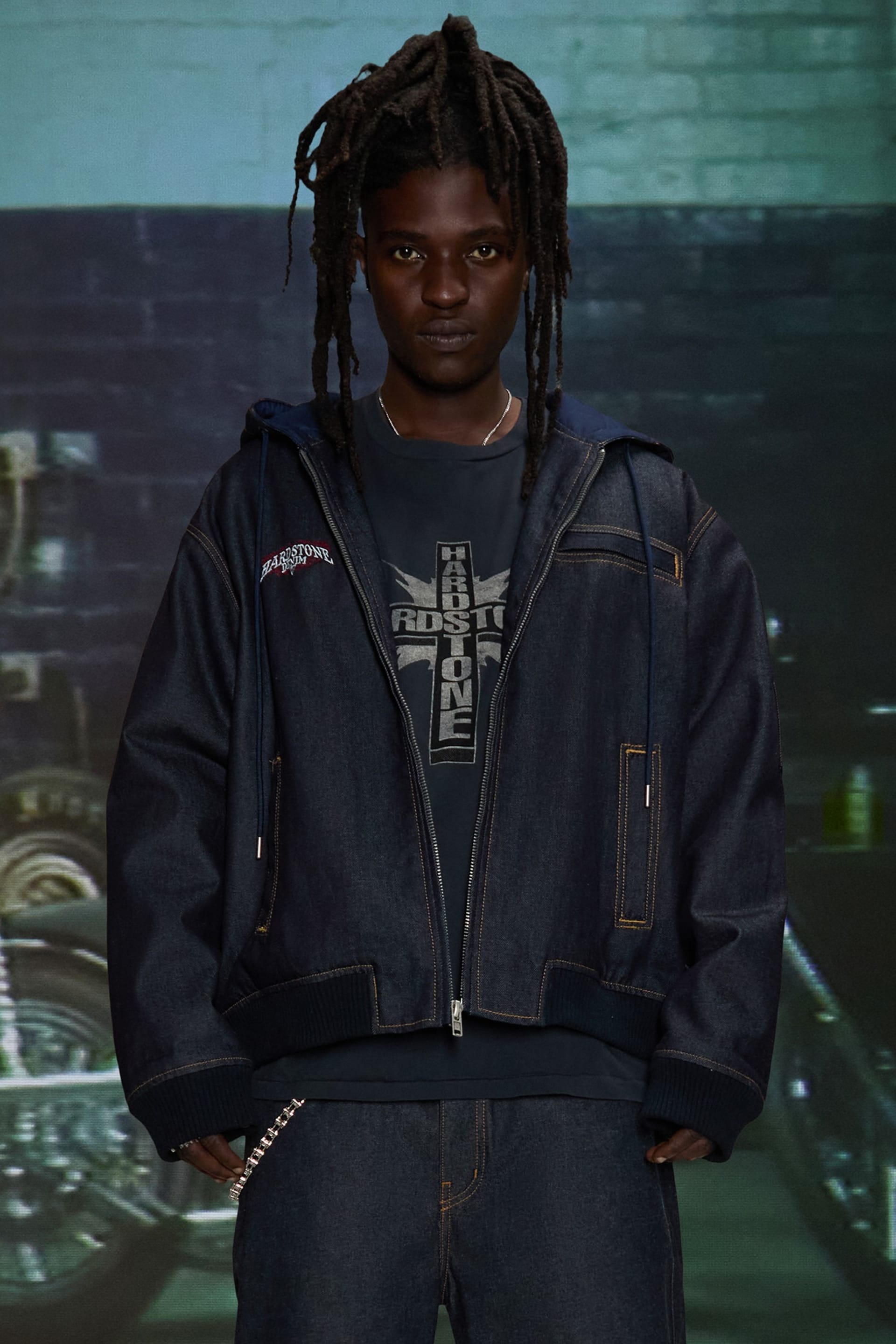 GUESS® HARDSTONE Raw Denim Hooded Jacket