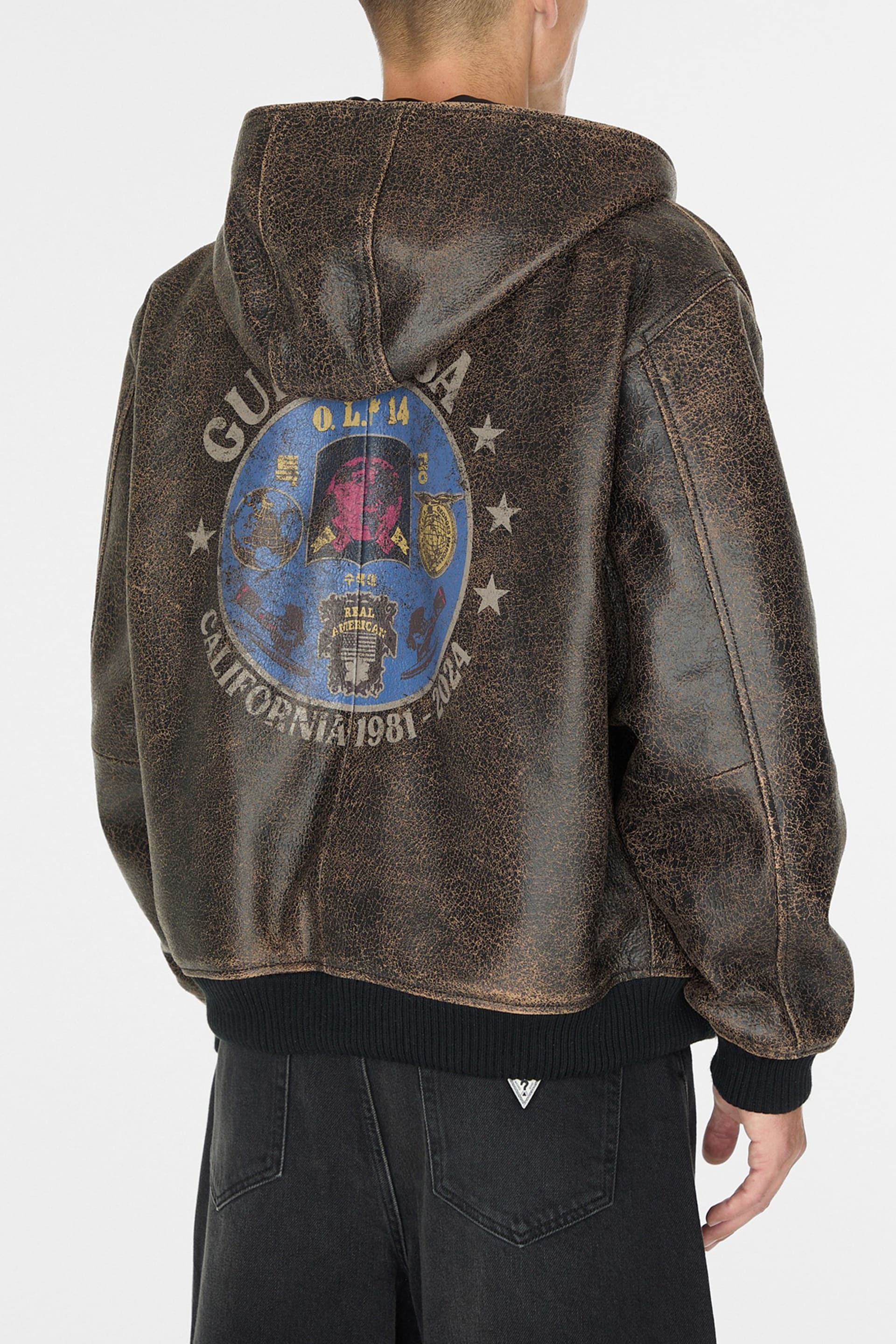 GUESS® crackle leather hoodie