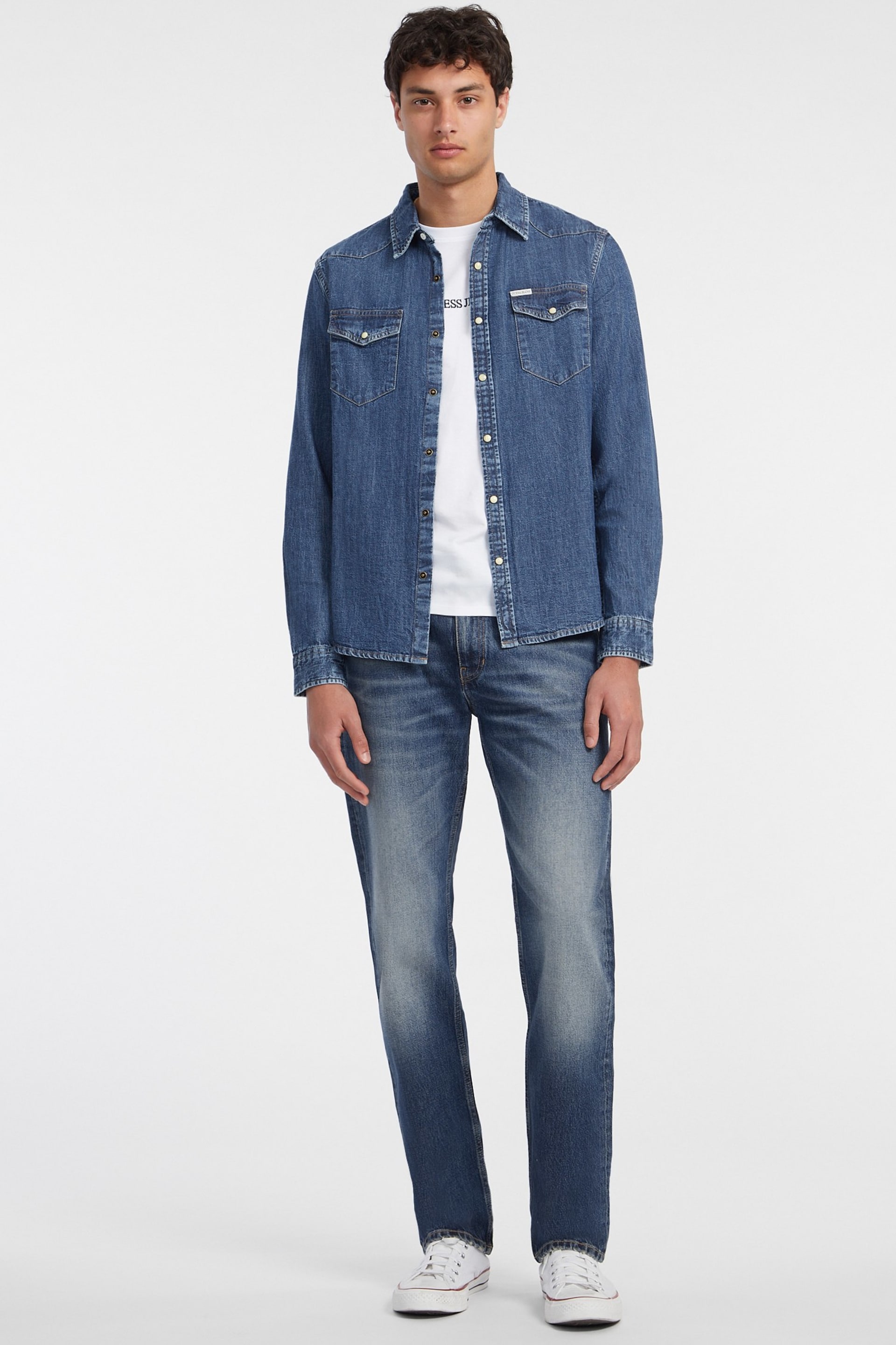 GUESS® Slim Long-Sleeve Denim Shirt