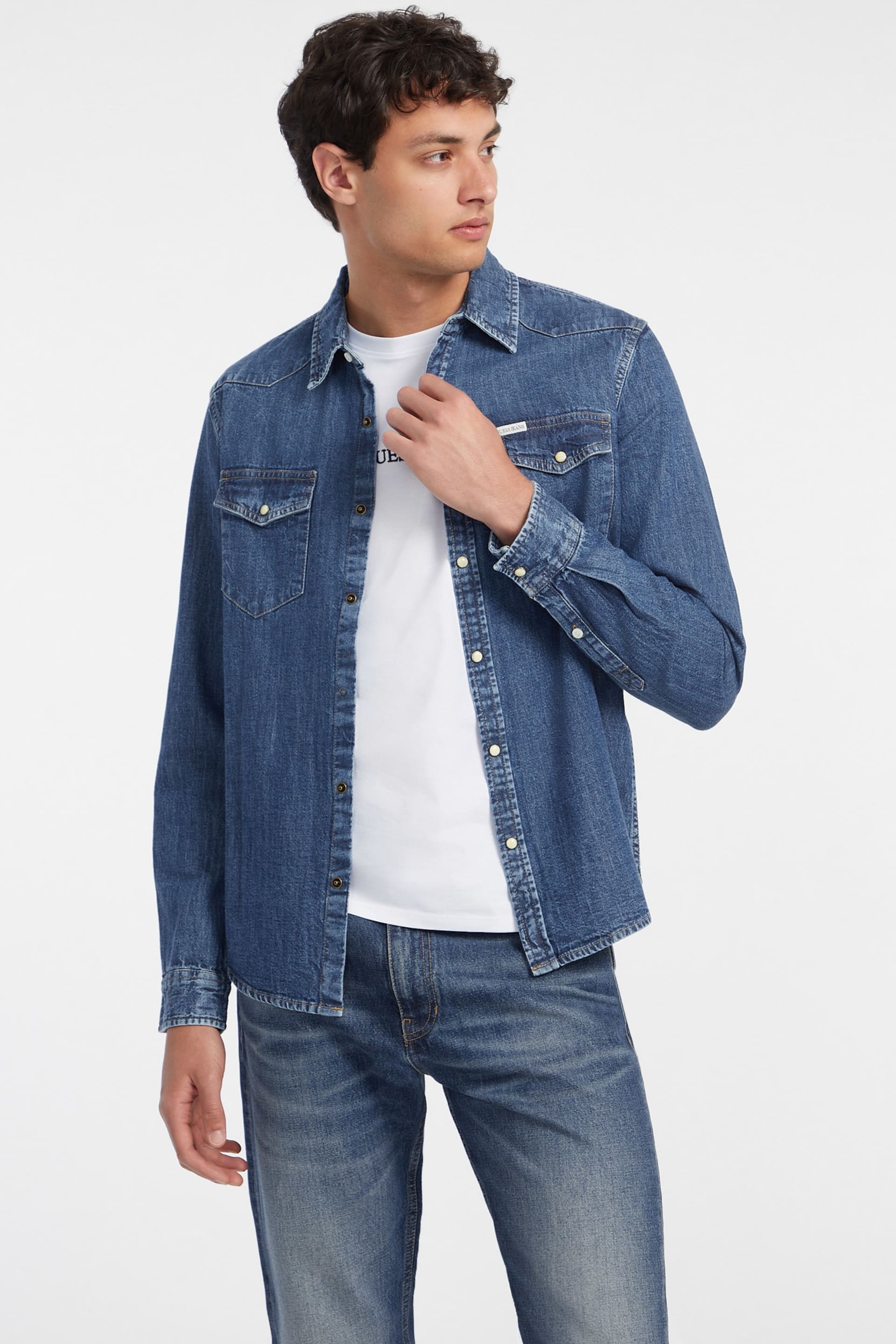 GUESS Long-Sleeve Denim Shirt デニムシャツ GUESS® Slim Long-Sleeve Denim Shirt