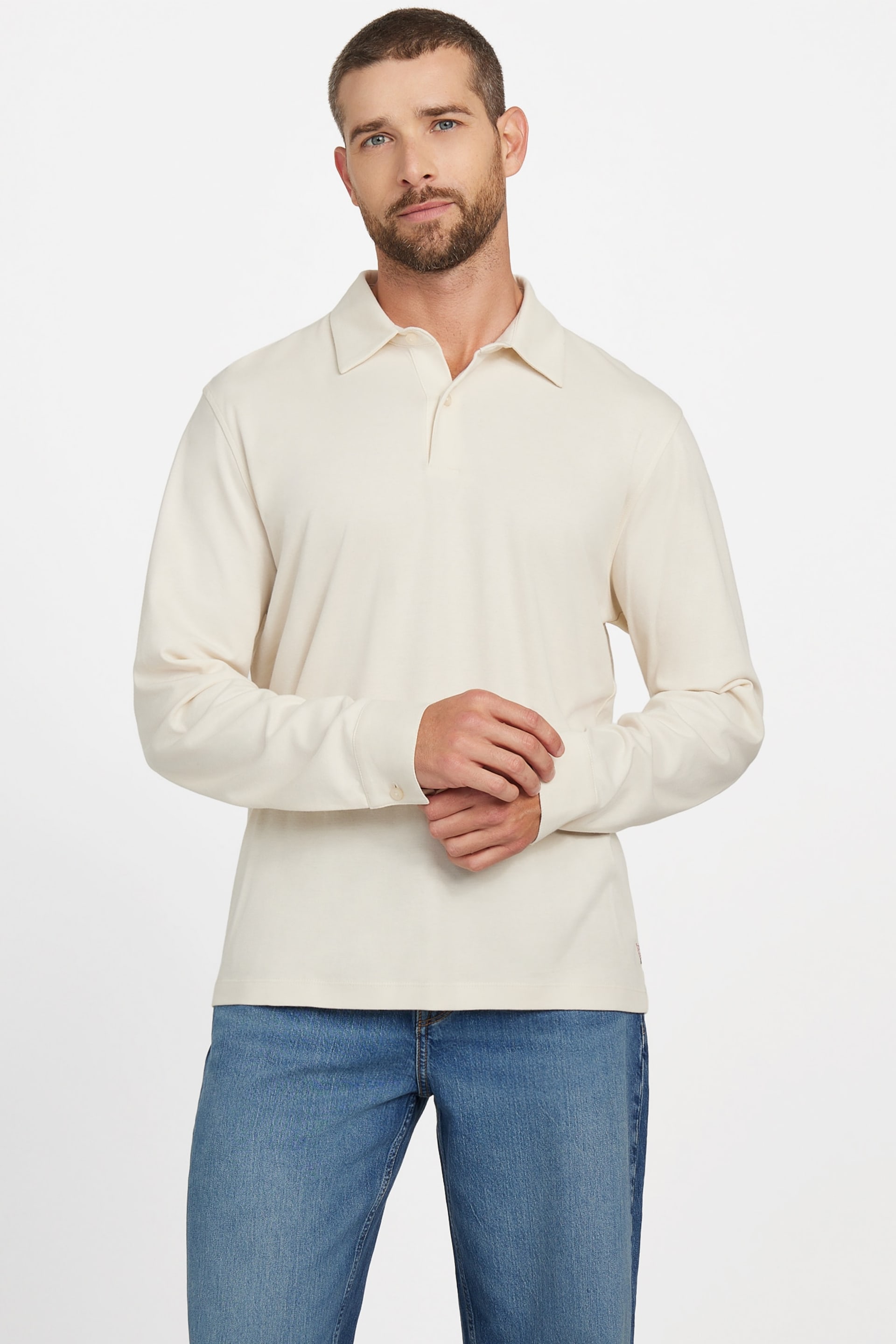 GUESS® Barry Knit Long-Sleeve Polo Men