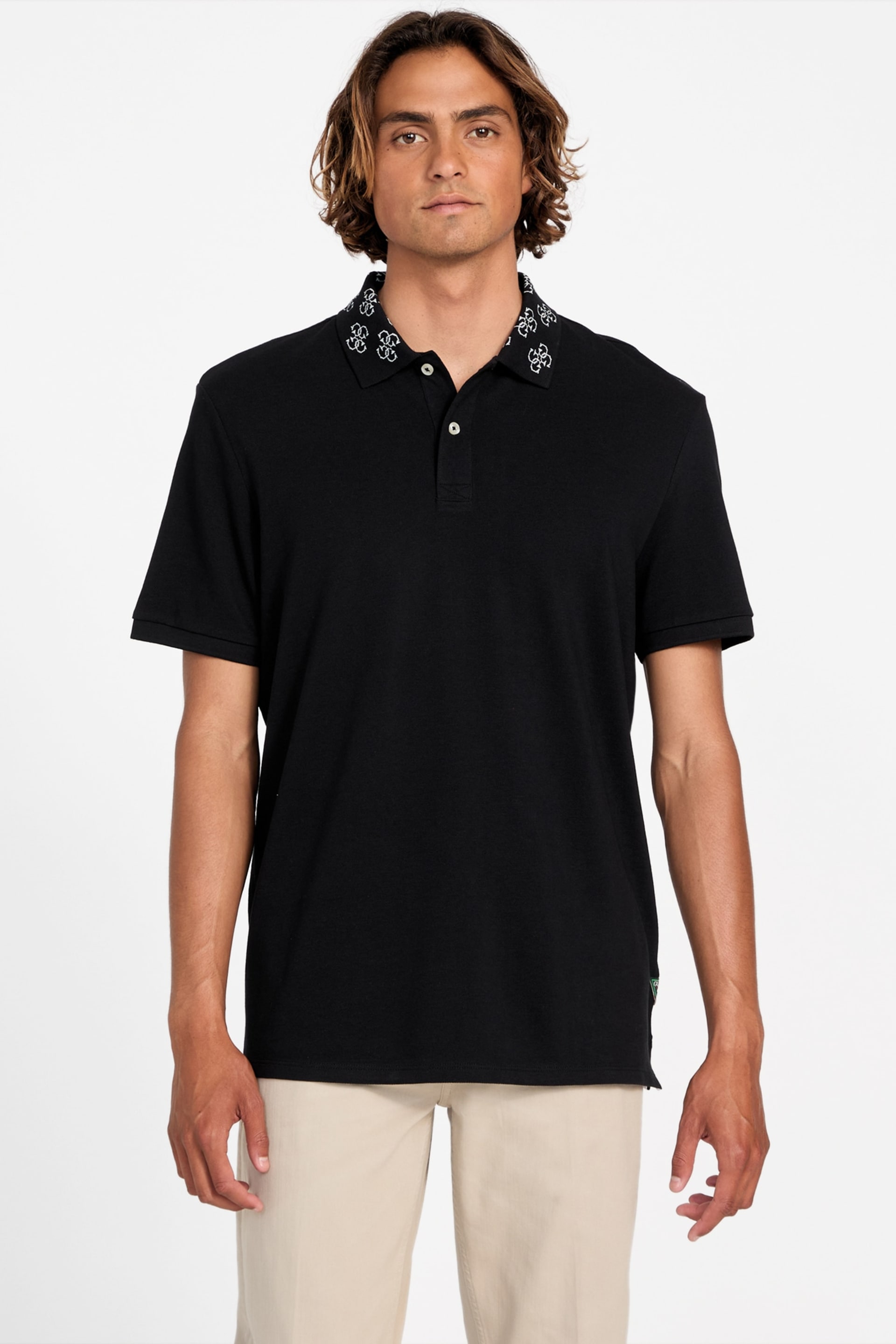 GUESS® Eco Jacquard Logo Collar Polo Men