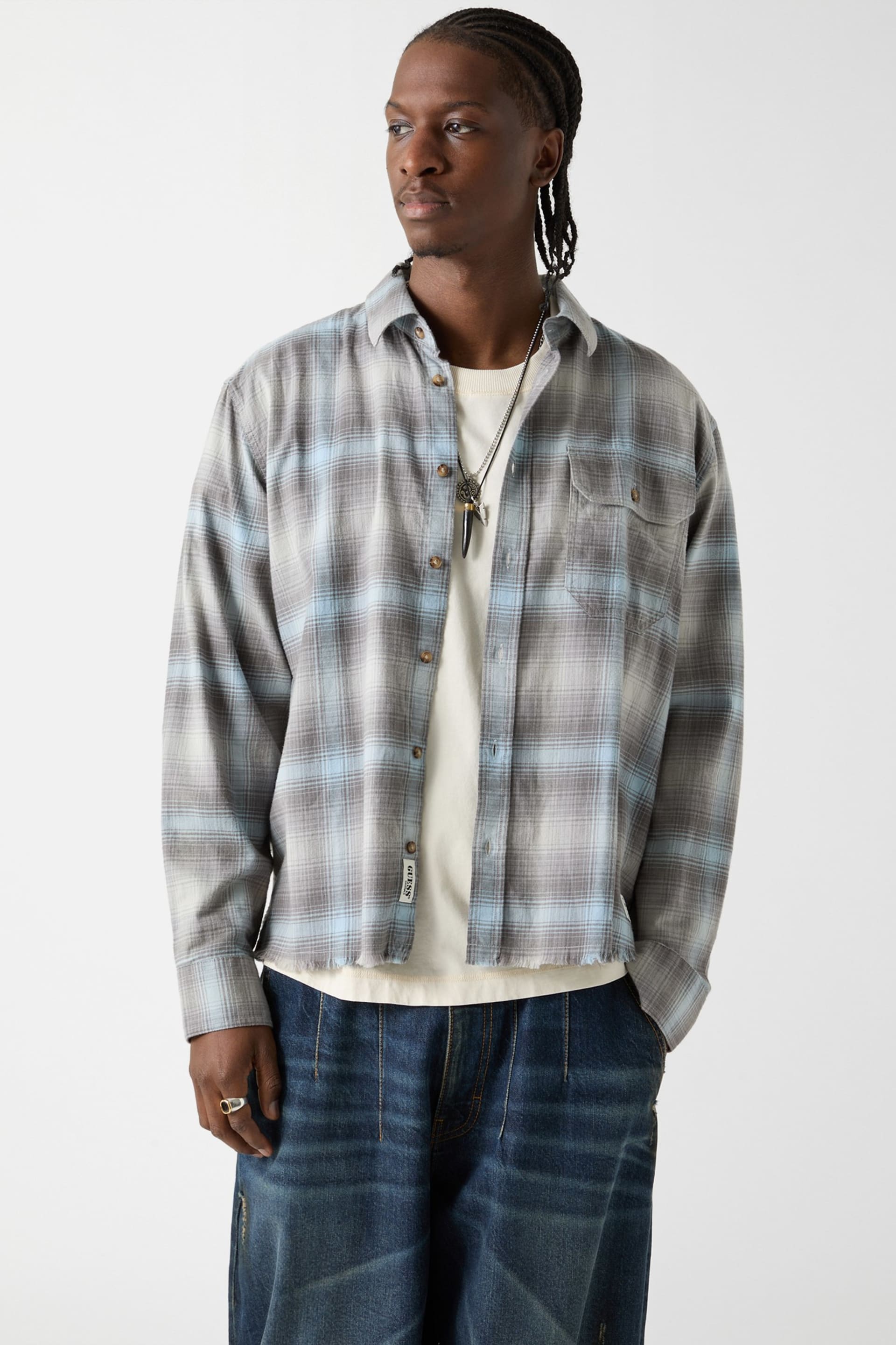 GUESS Originals Eco Plaid Boxy Pocket Shirt Men | GUESS Jeans®