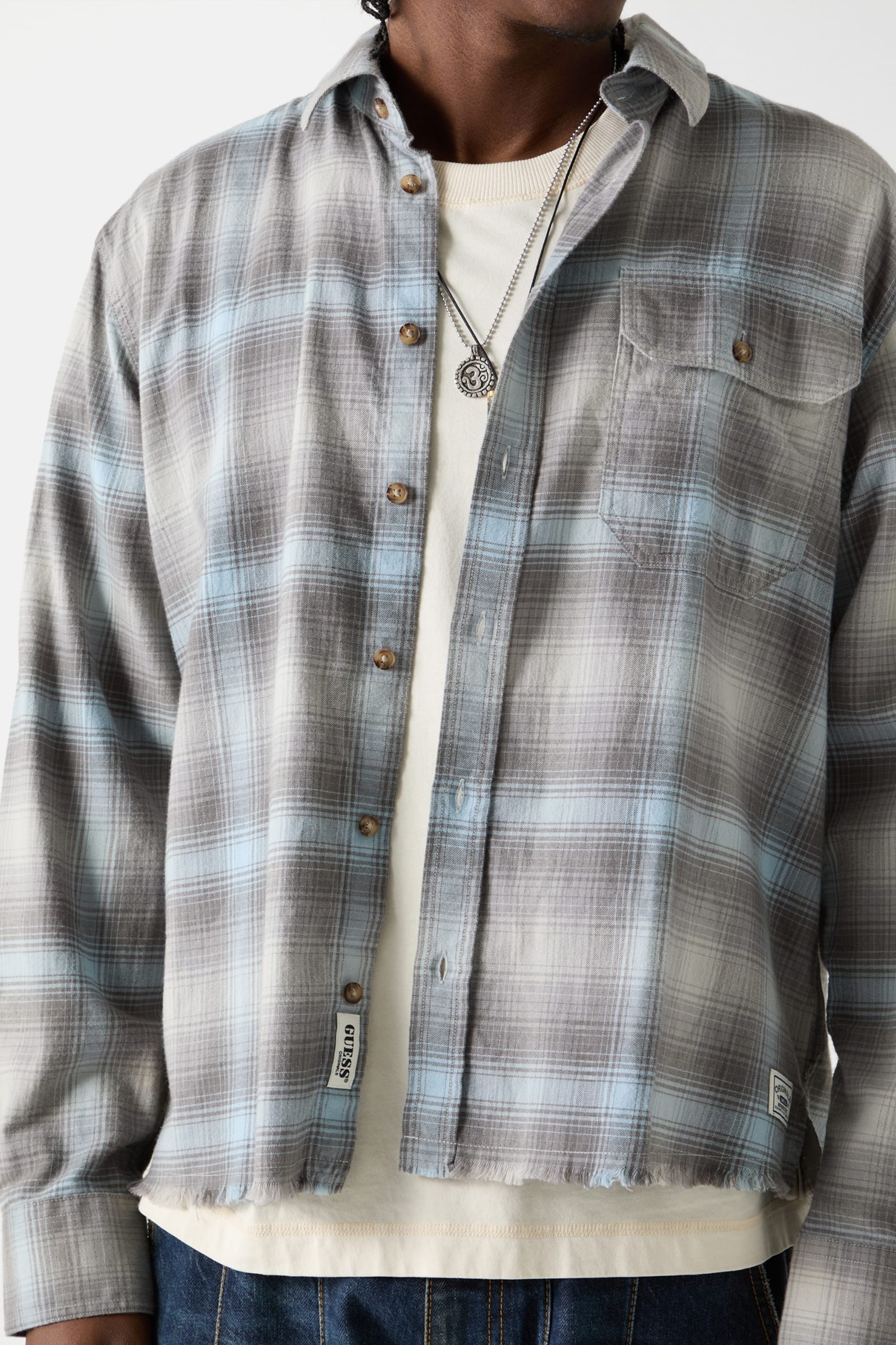 GUESS Originals Eco Plaid Boxy Pocket Shirt Men | GUESS Jeans®