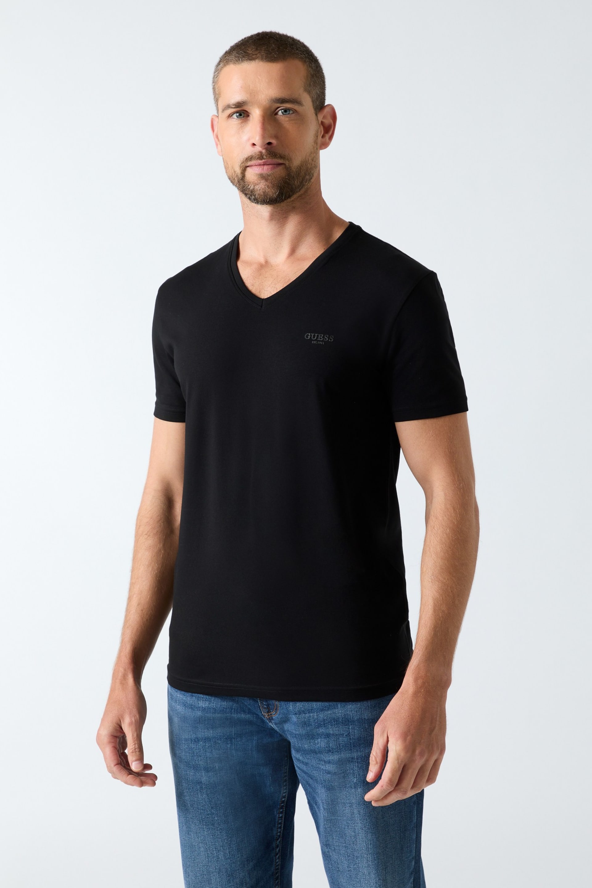 GUESS® V-neck logo t-shirt Men