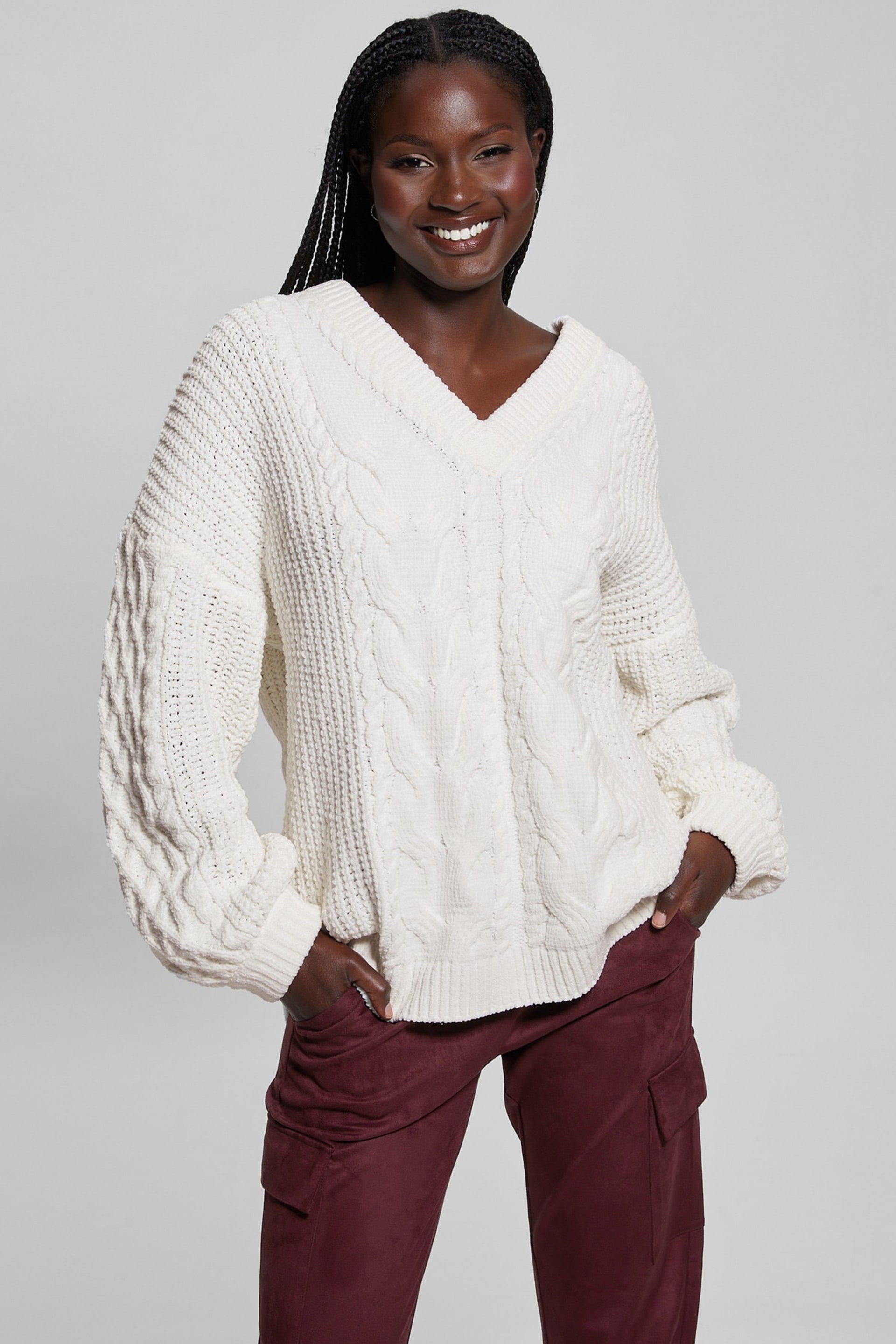 GUESS® Aki Chenille Cable-Knit Sweater Women