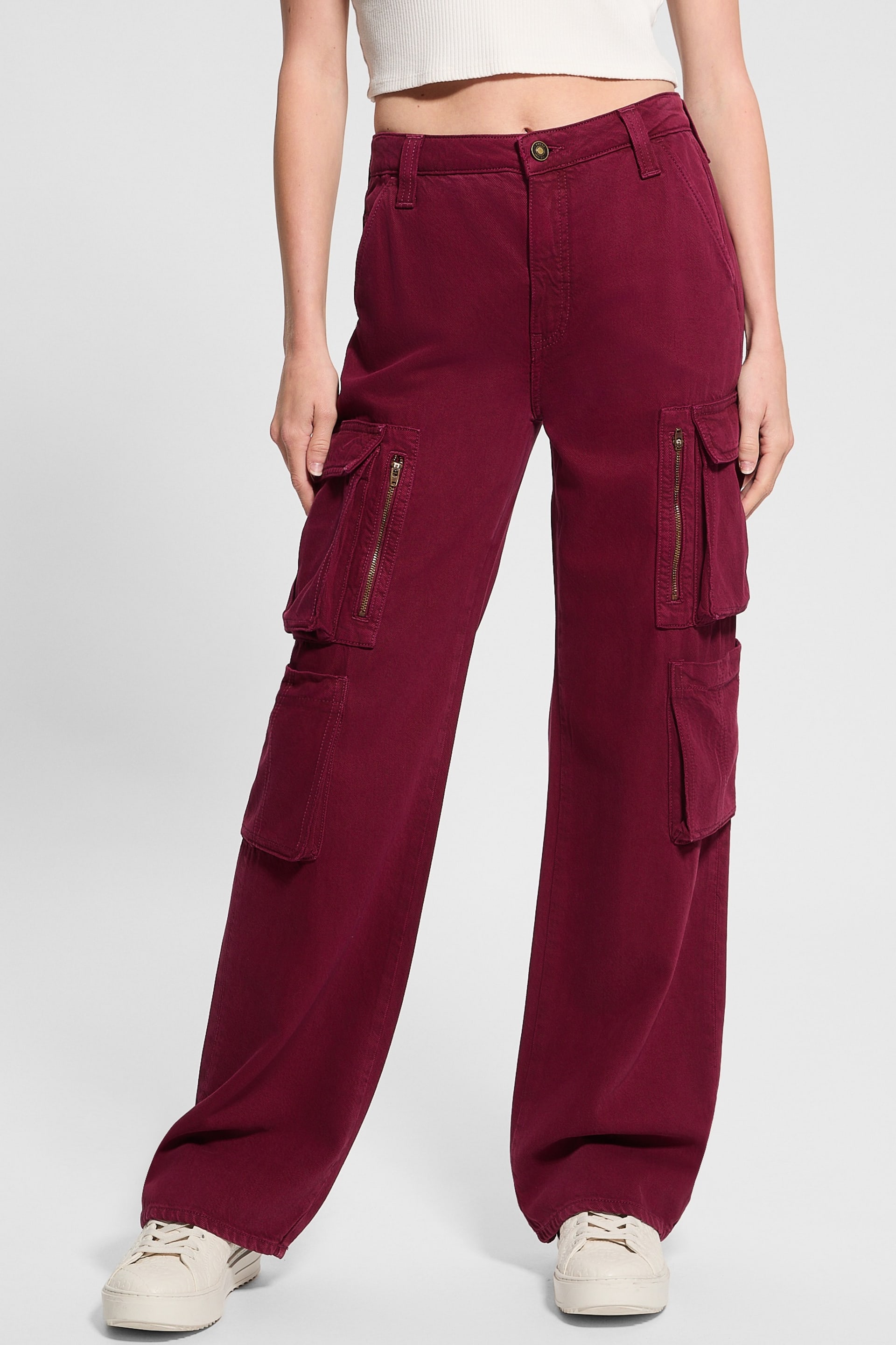 GOAR】ZIPPER WAIST PANTS CROC RED GOAR】ZIPPER WAIST PANTS CROC