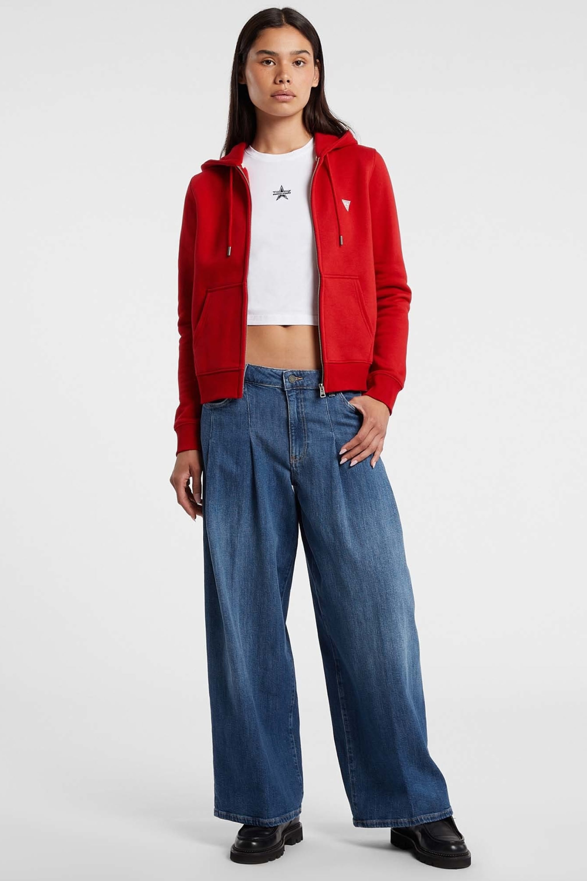 GUESS® G12 pleated extra wide-leg jeans