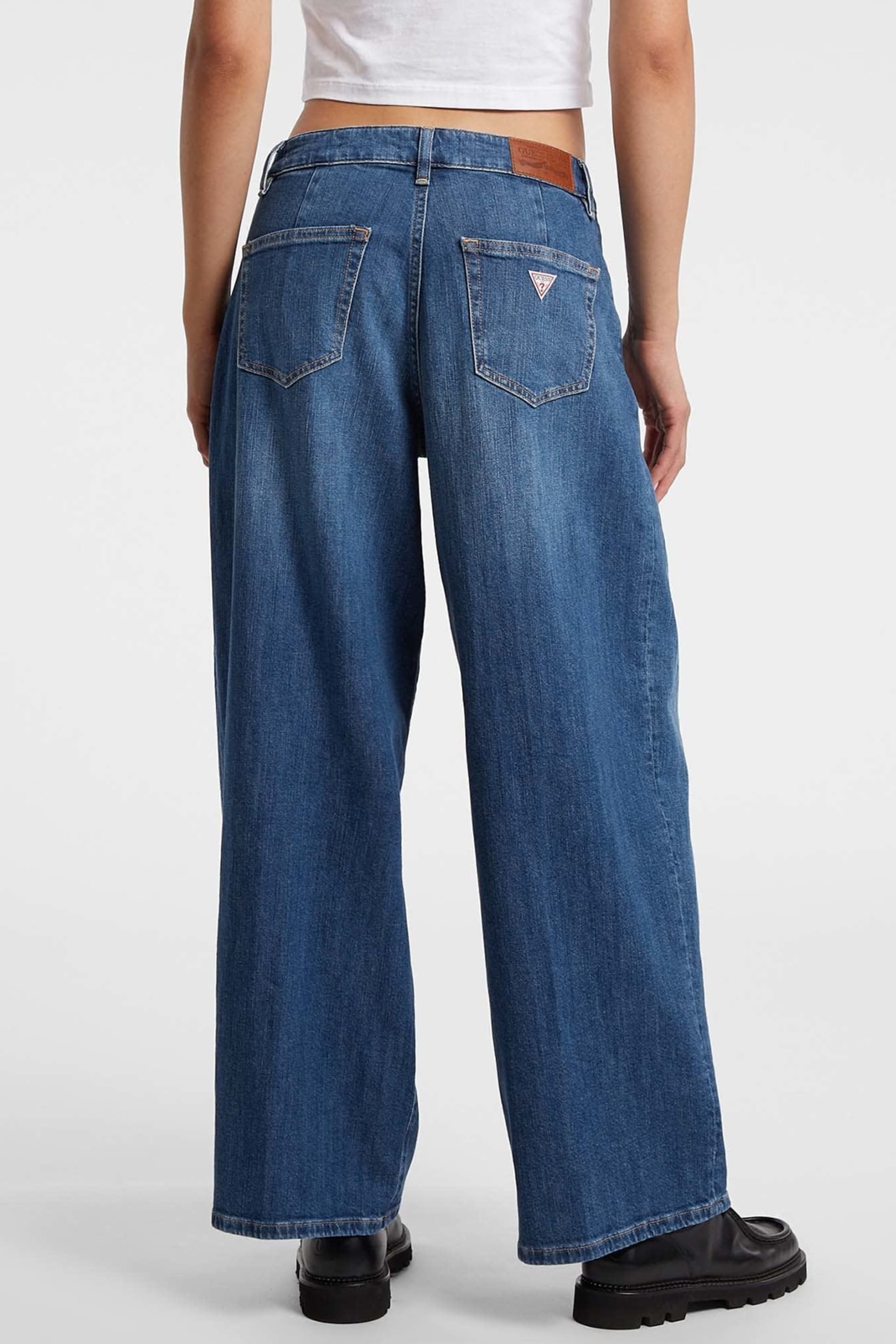 GUESS® G12 pleated extra wide-leg jeans