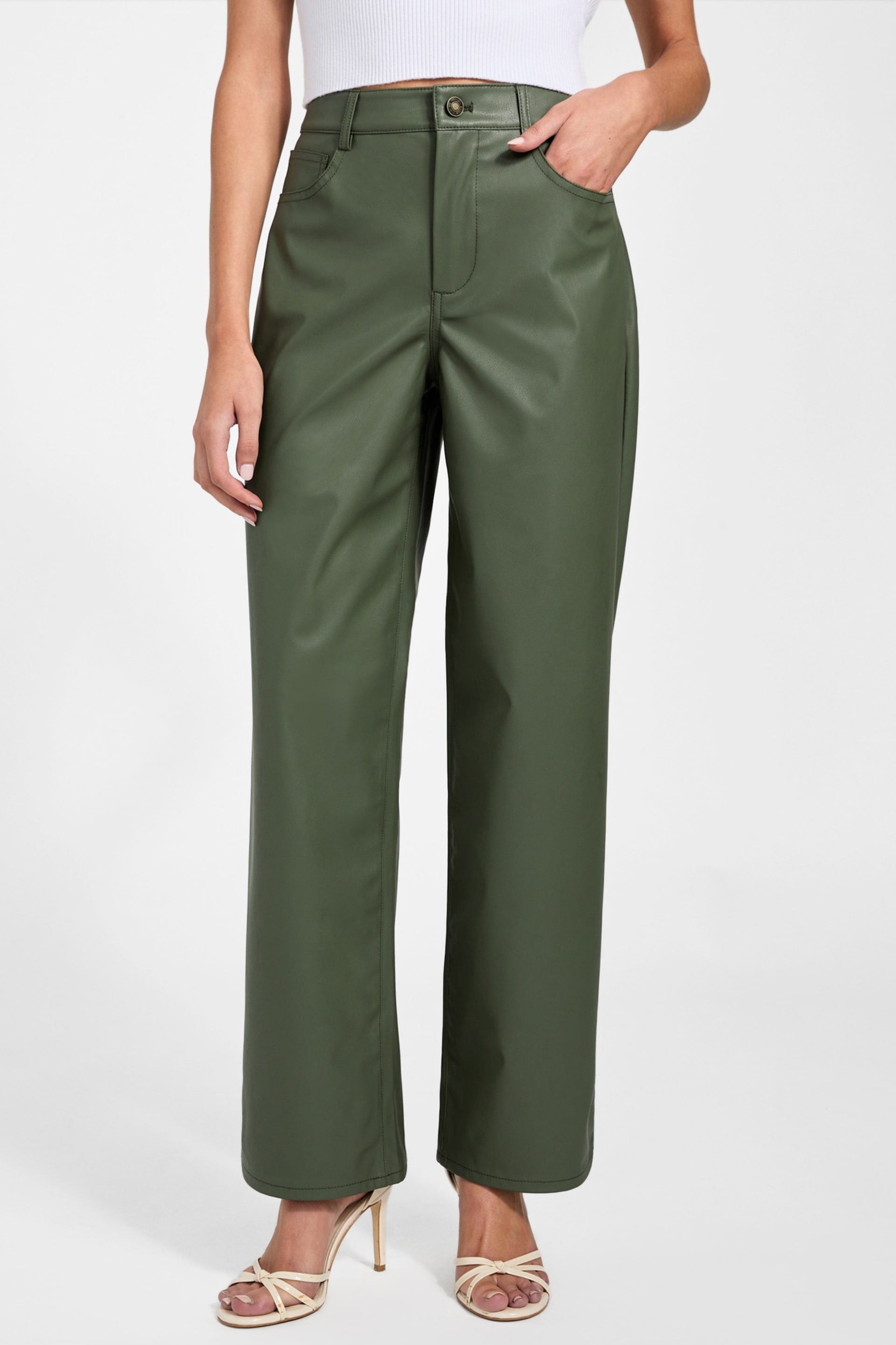 GUESS® Alix Faux-Leather High-Rise Straight Pants Women