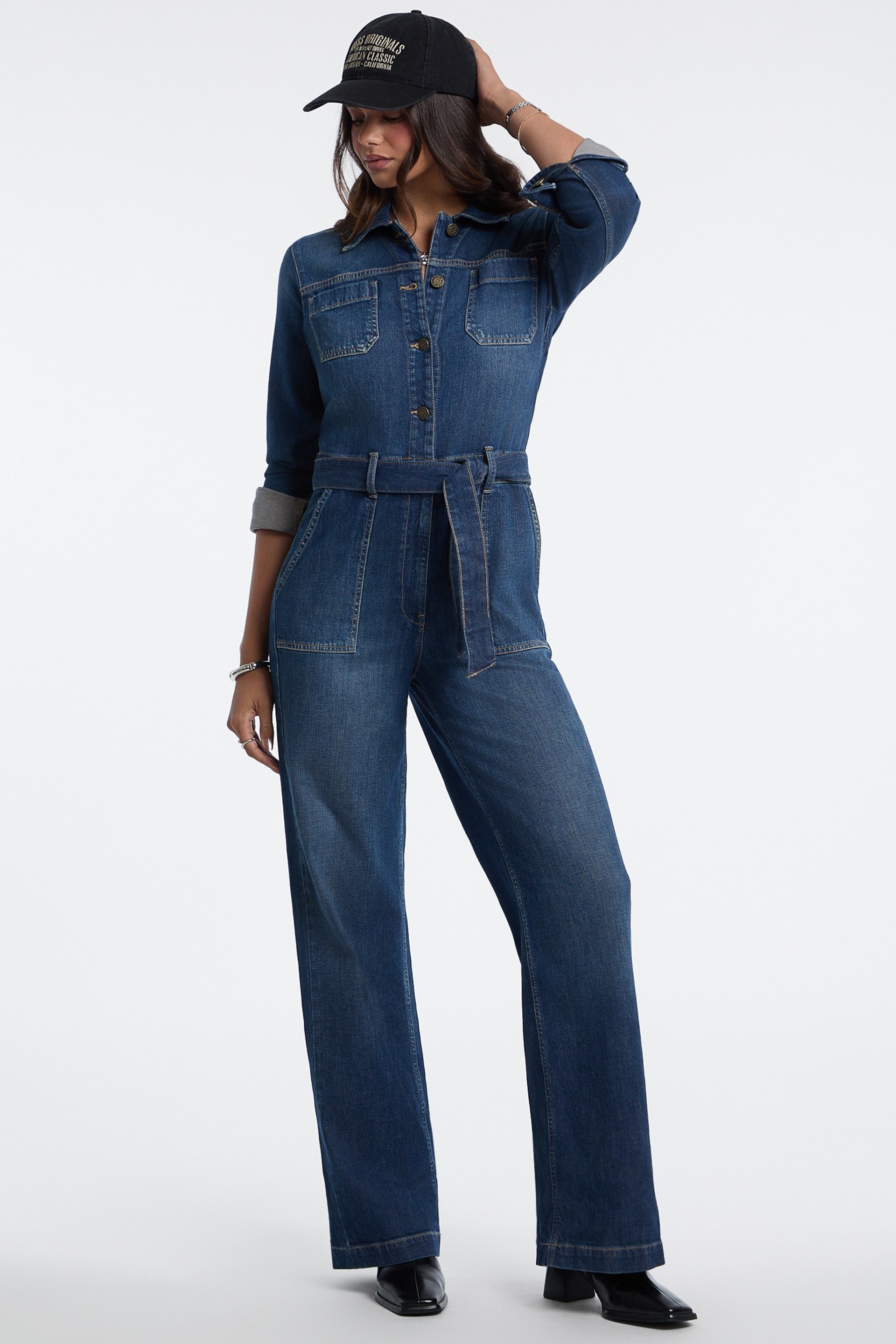 GUESS® Denim Belted Coveralls Women