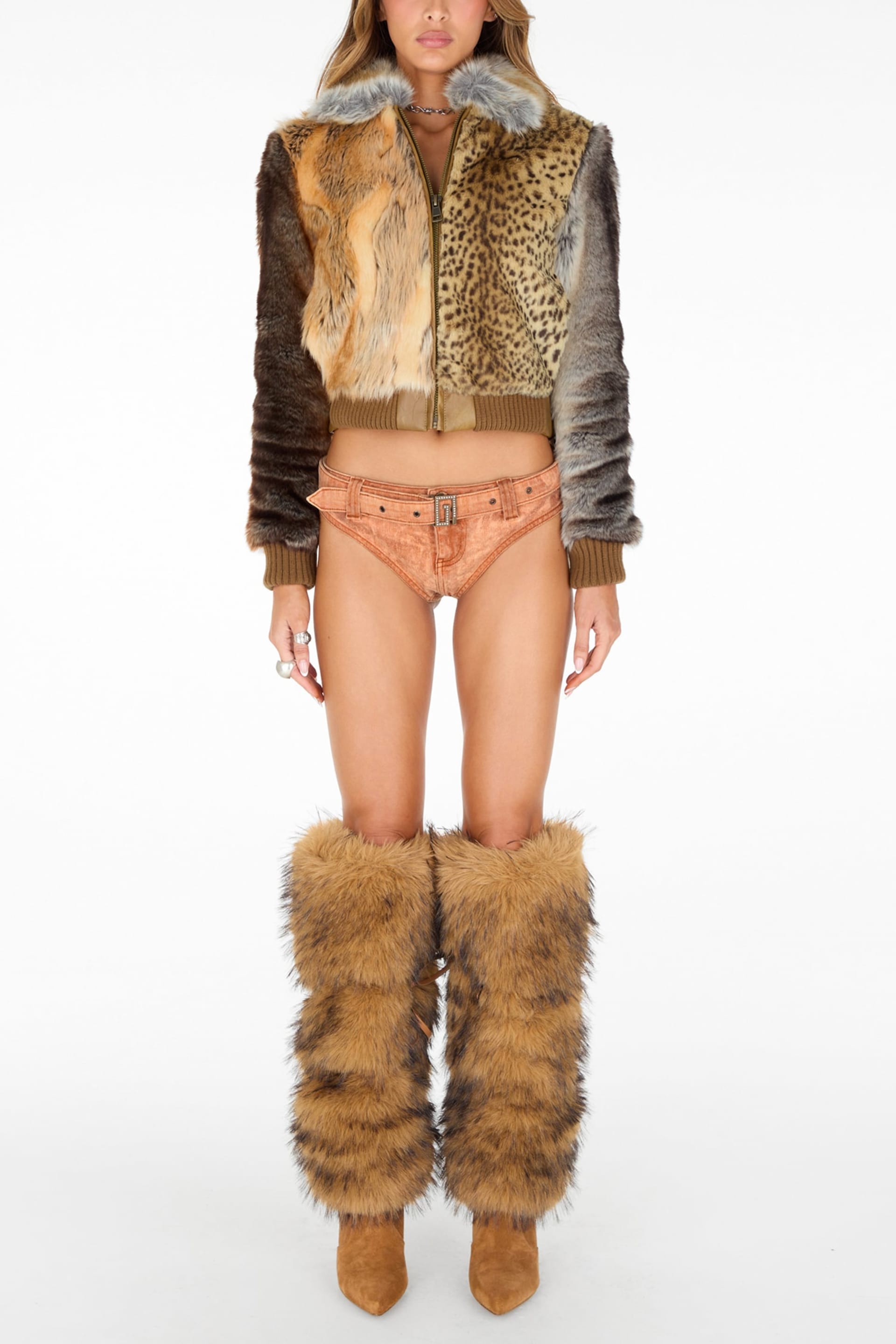 GUESS® faux-fur patchwork jacket