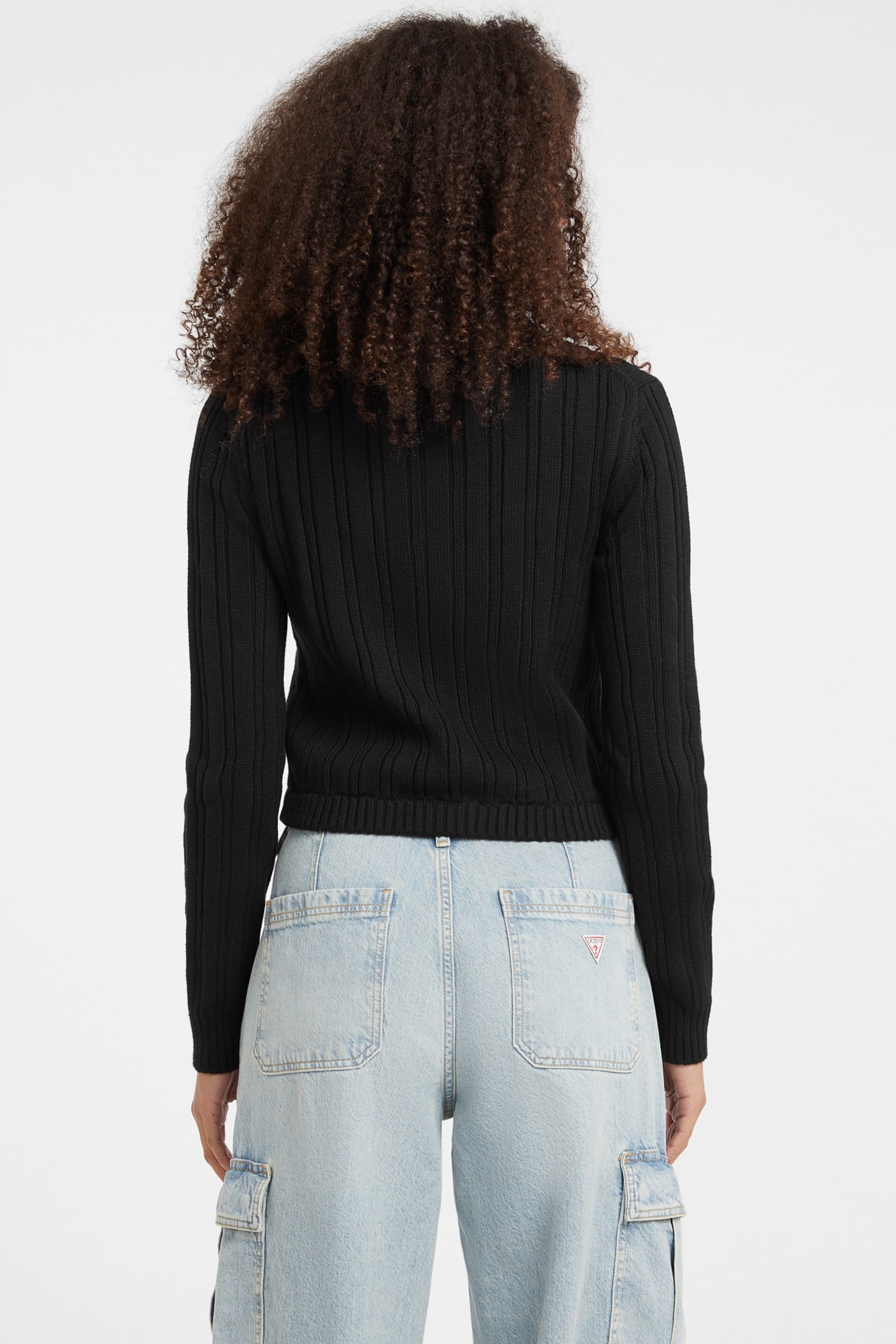 Half-Zip Cable-Knit Crop Sweater Women | GUESS Jeans®