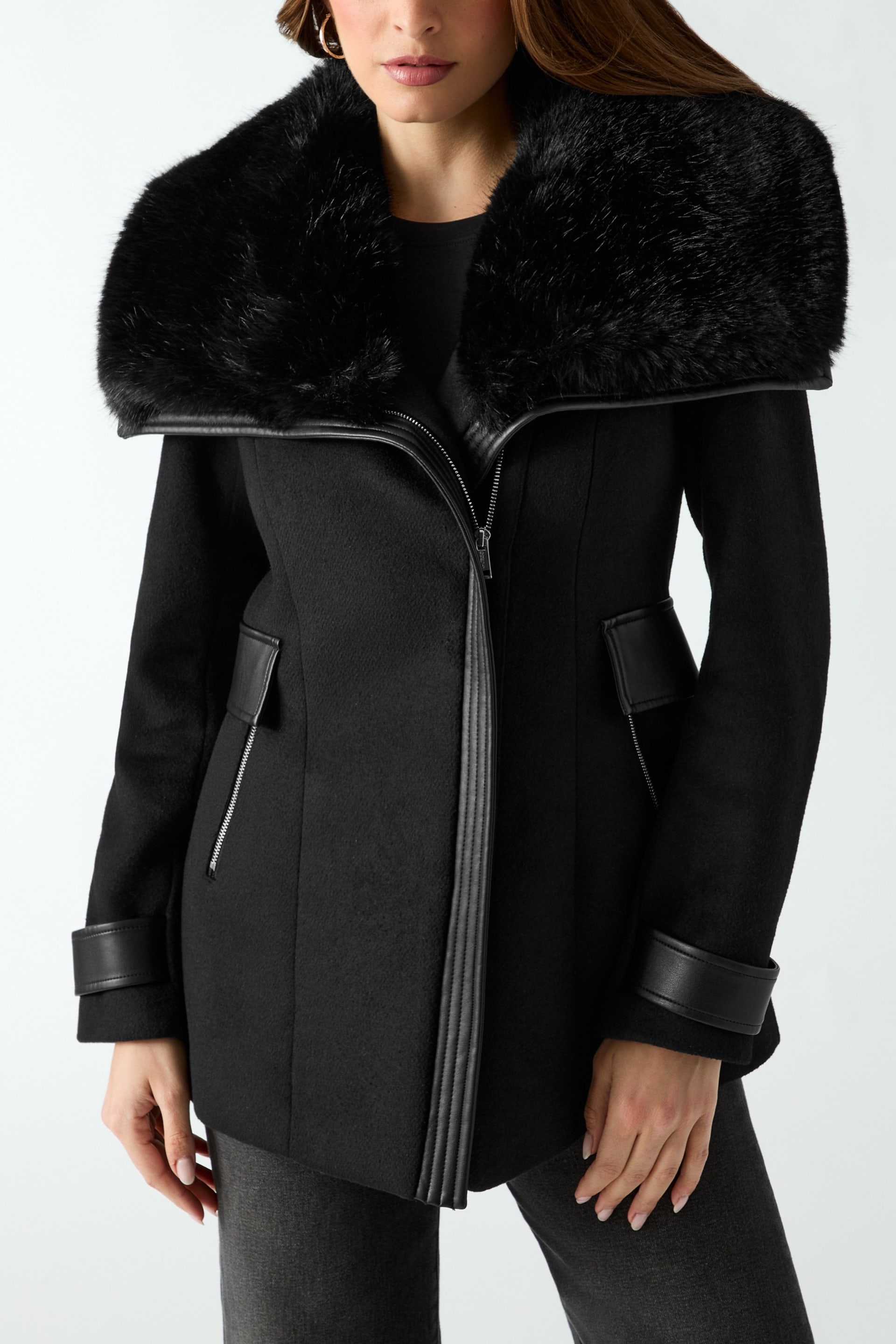 GUESS® Lilia Faux-Fur Collar Coat Women