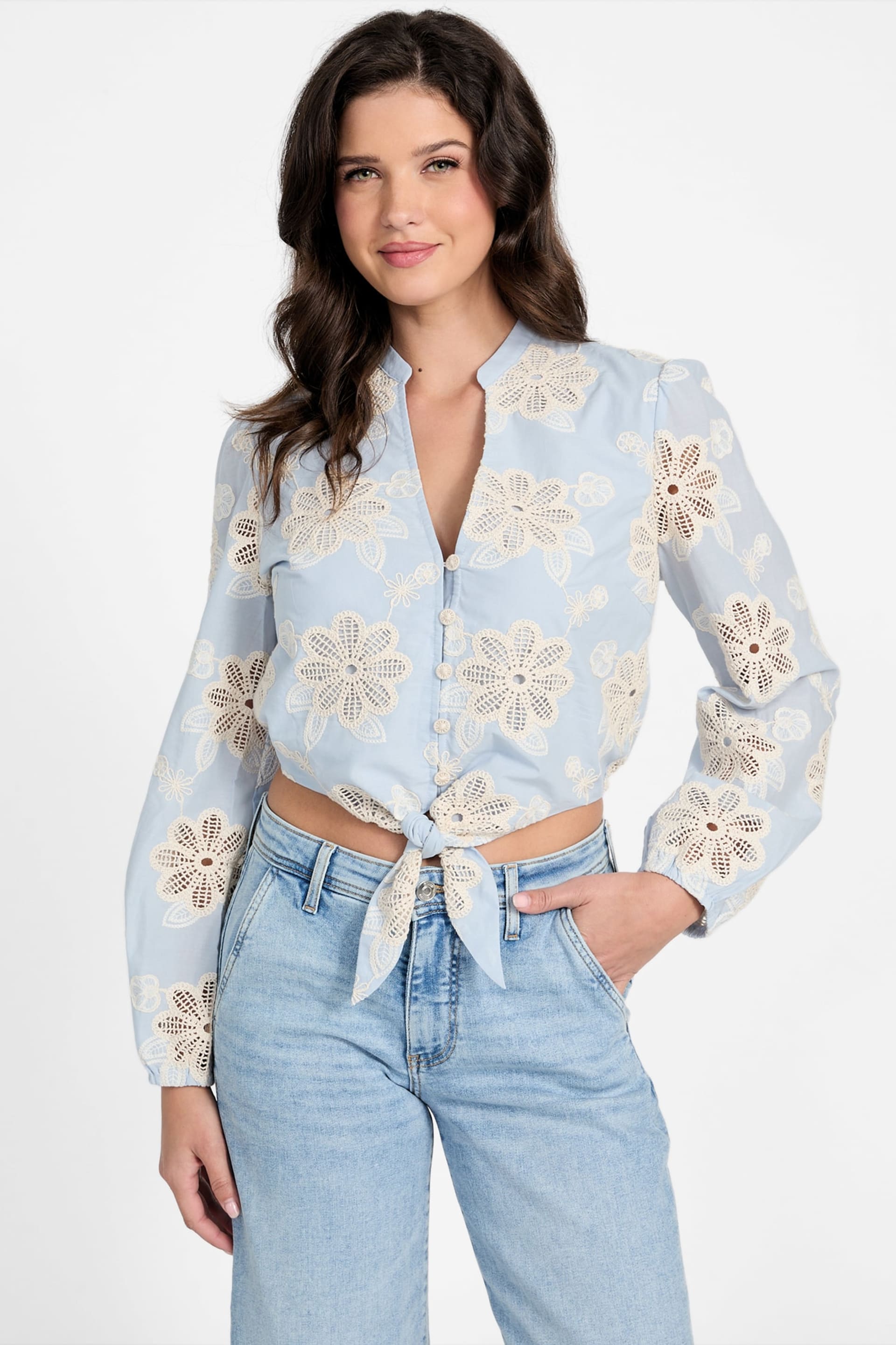 GUESS® Hazel Embroidered Eyelet Top Women