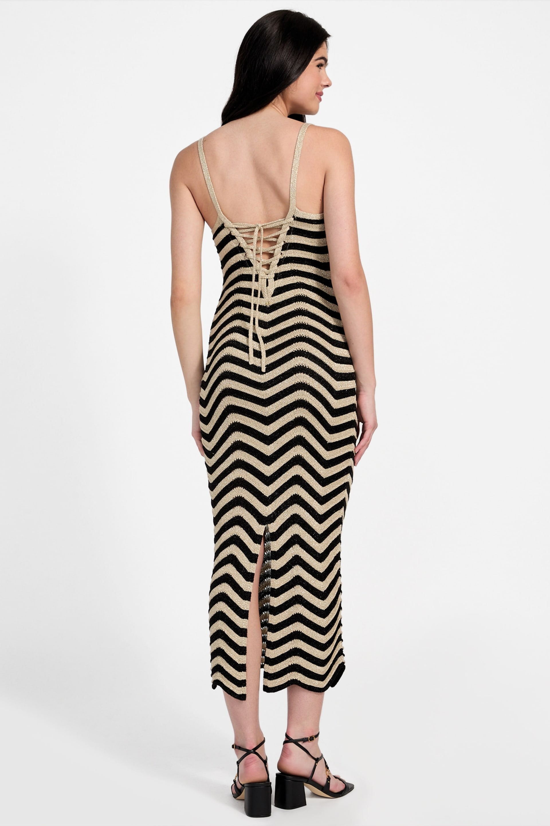 guess dress gold MARCIANO BY GUESS DAISY FRINGE DRESS WHITE GOLD | Online Outlet