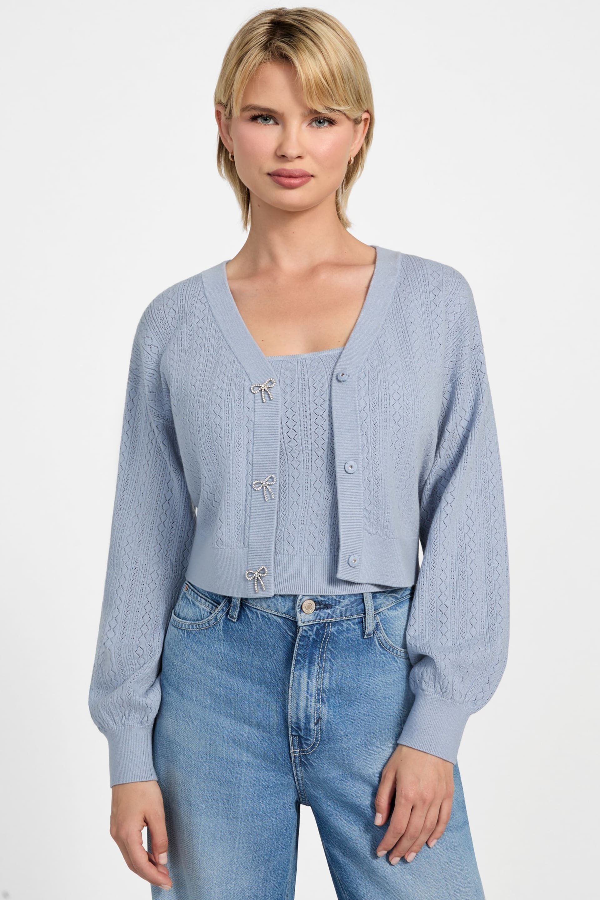ゆゆ GUESS® Eco Lyla Bow Cardigan Sweater Women