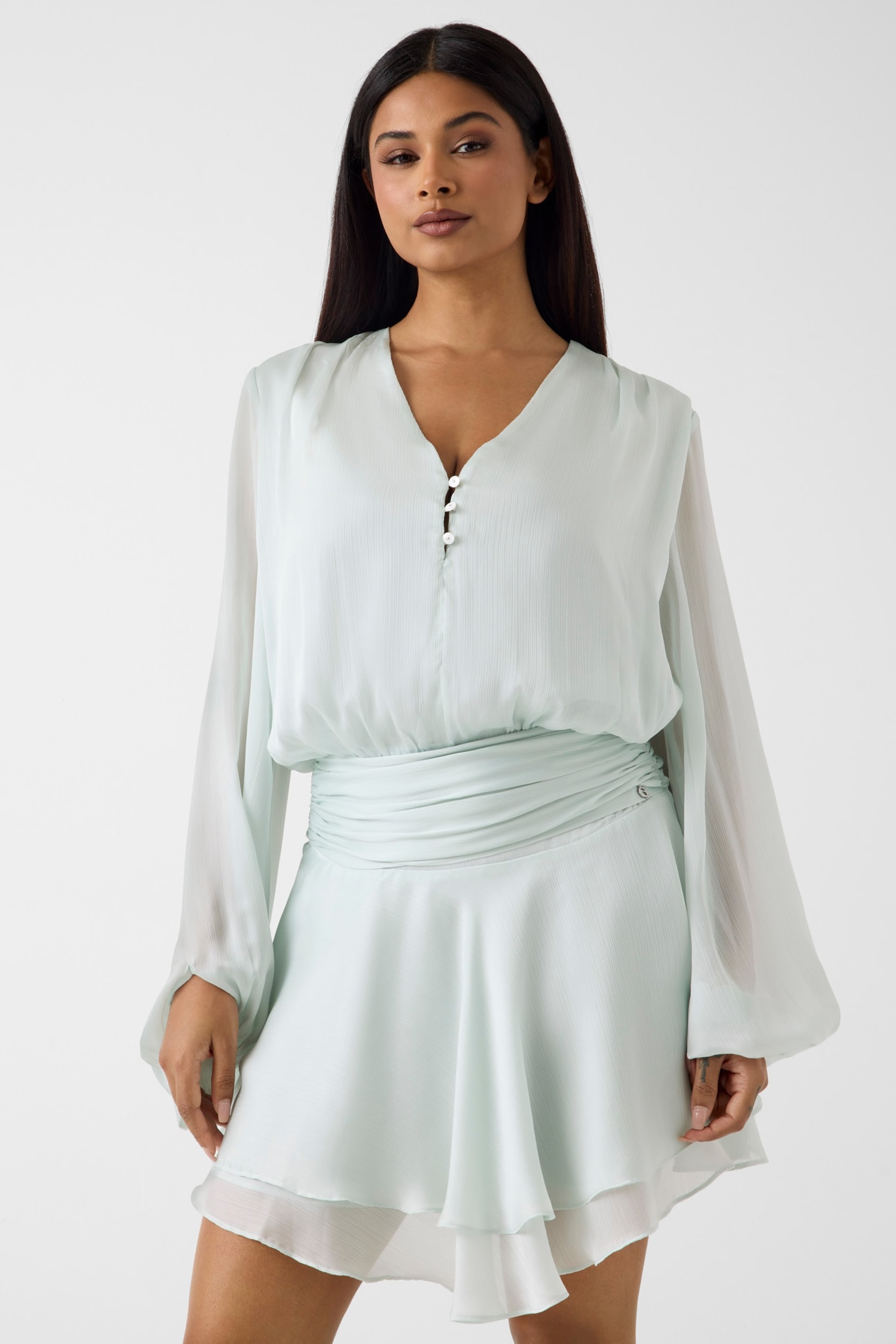 Chiffon Ruffled Mini Dress
