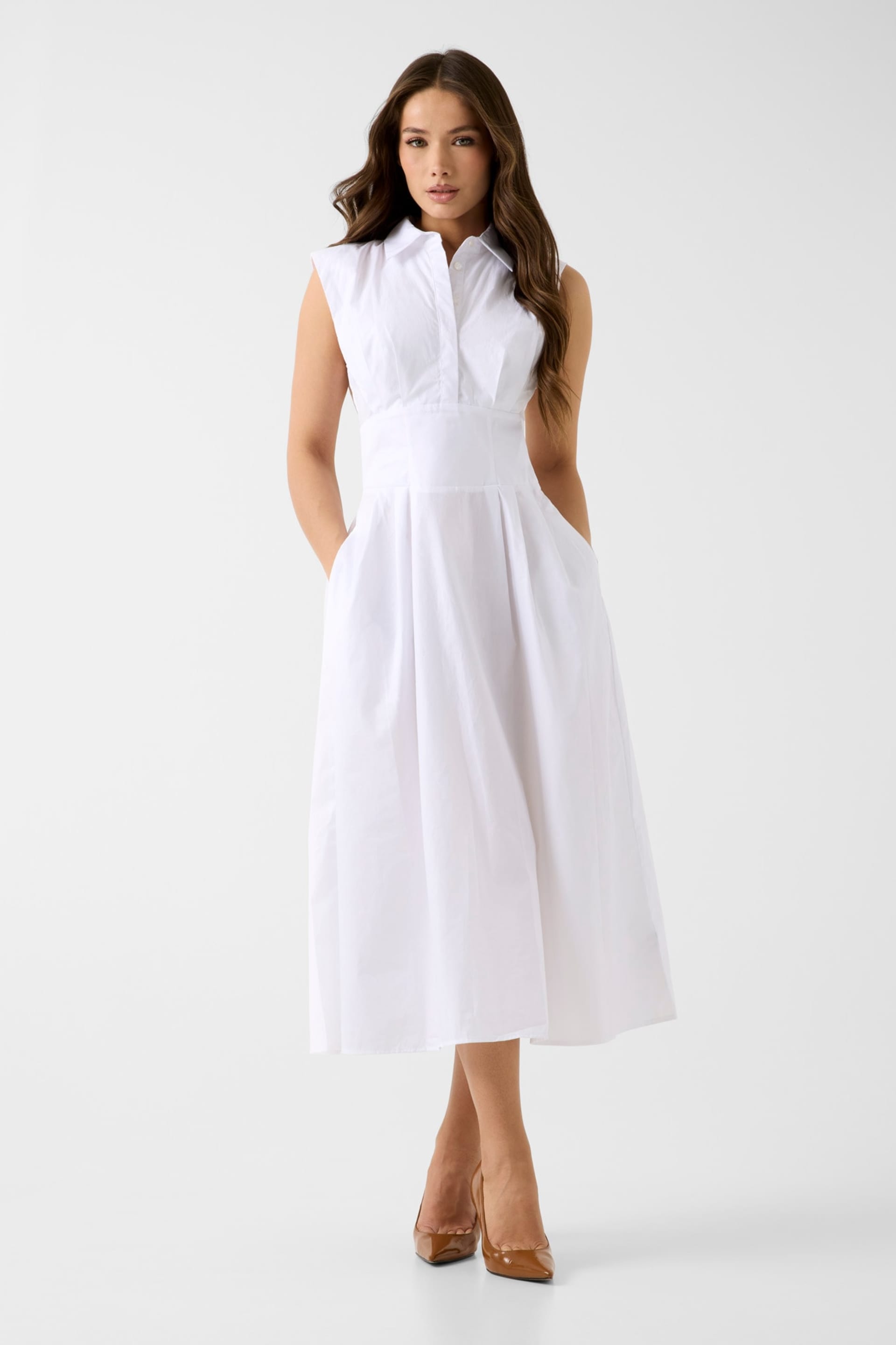 white oversized shirt dress Debbie Katz Nila Maxi Shirt Dress White  White Women's Dress XL