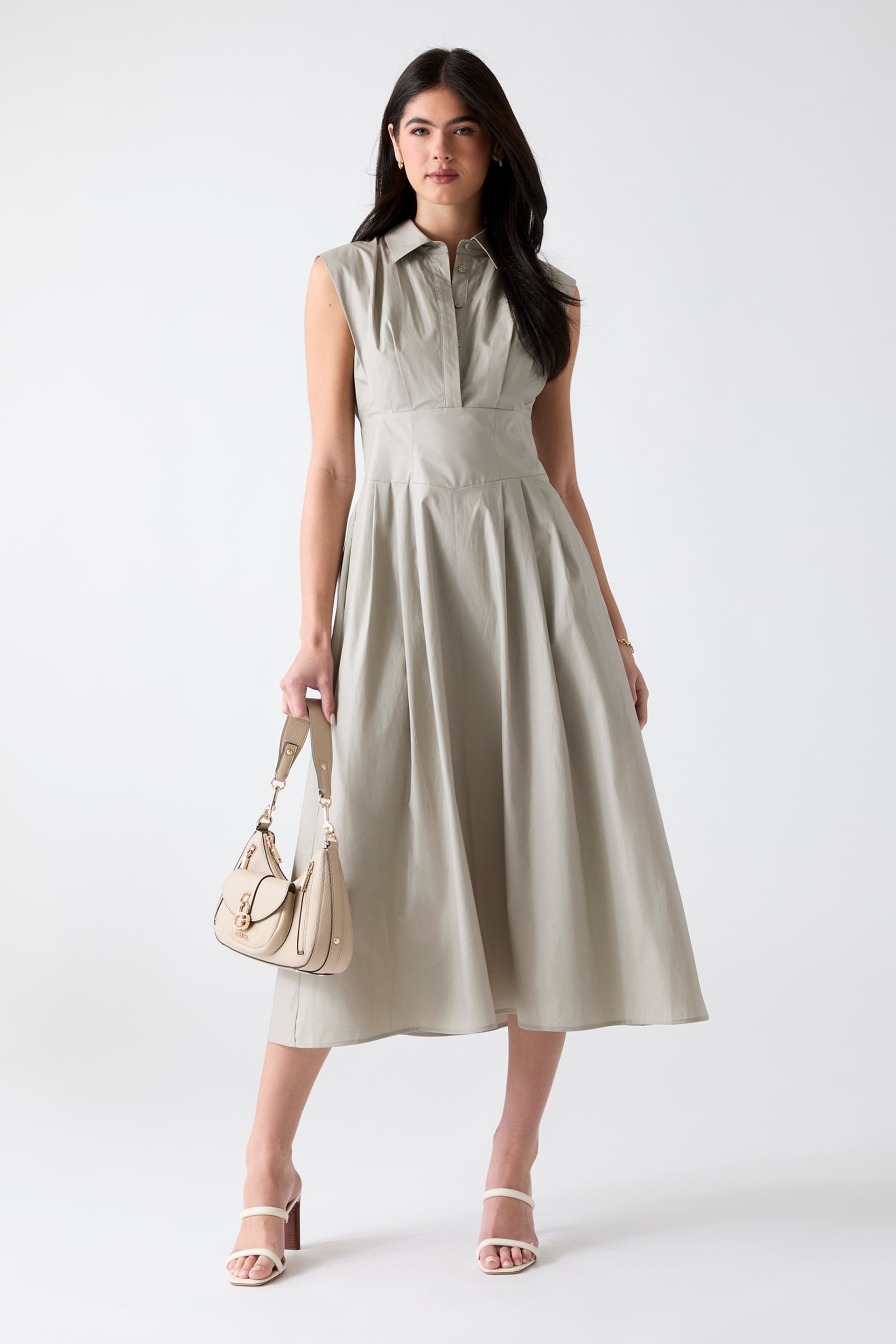 guess dress beige Long Shirt champagne mermaid gown and 6% metallic fibres Louniche Standard Size Women's Style:Ruffle Sleeve