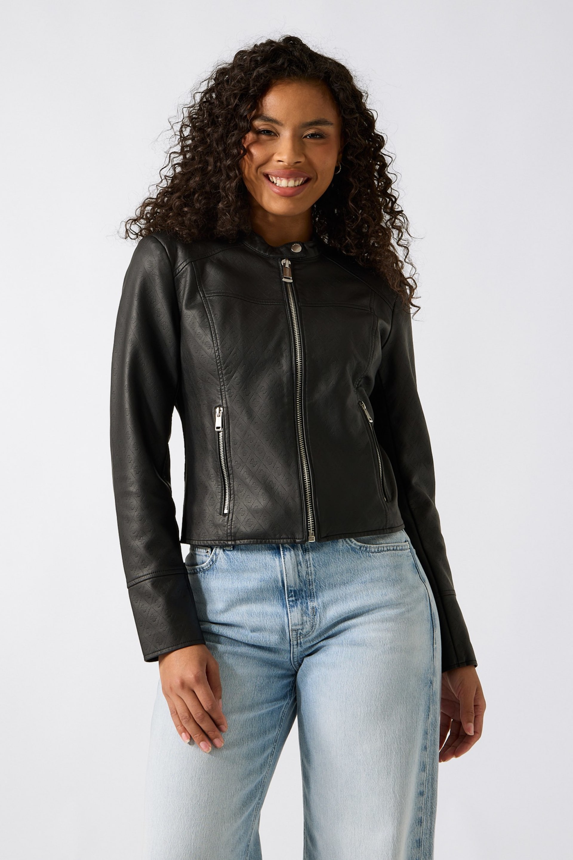 GUESS® Quattro G Faux-Leather Biker Jacket Women