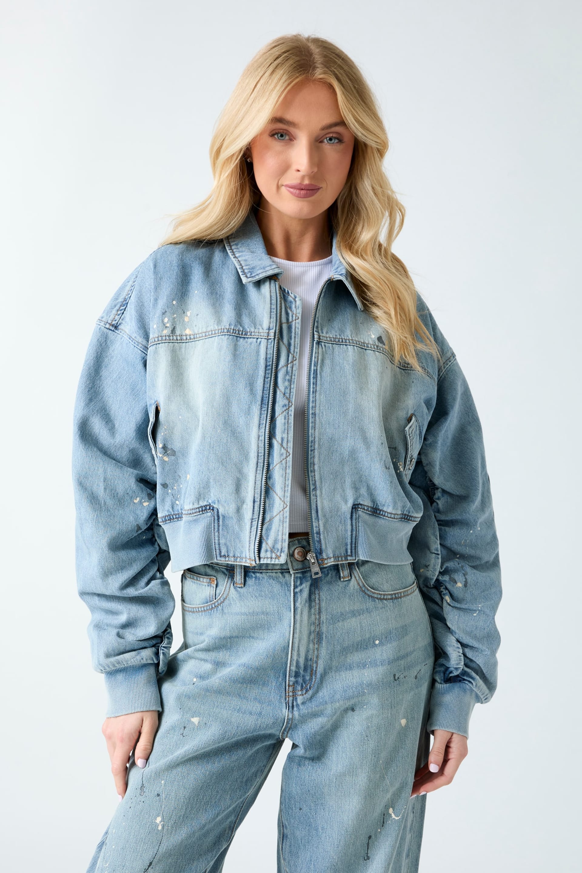 アイケーイー #012 BOMBER DENIM JACKET size1 GUESS® Denim bomber jacket Women