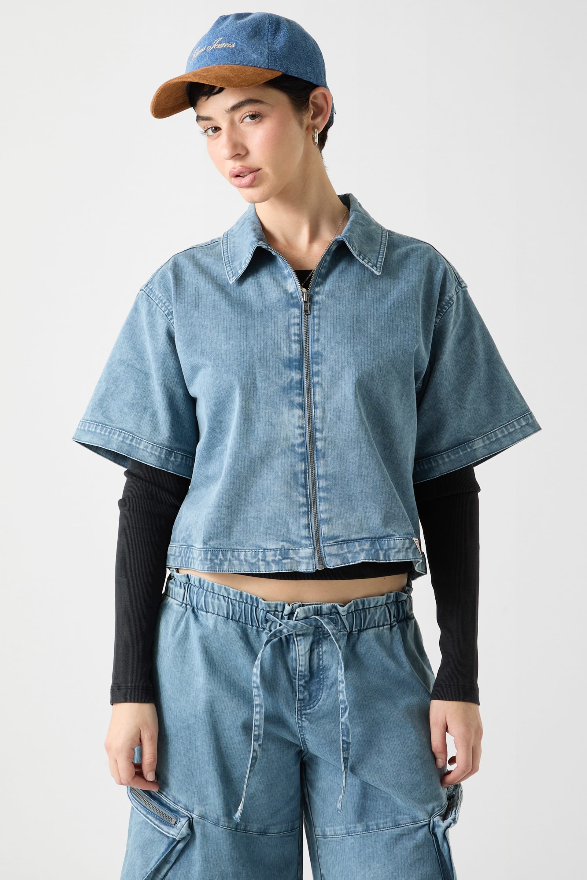 GUESS® GUESS Originals Zipped Denim Shirt Women