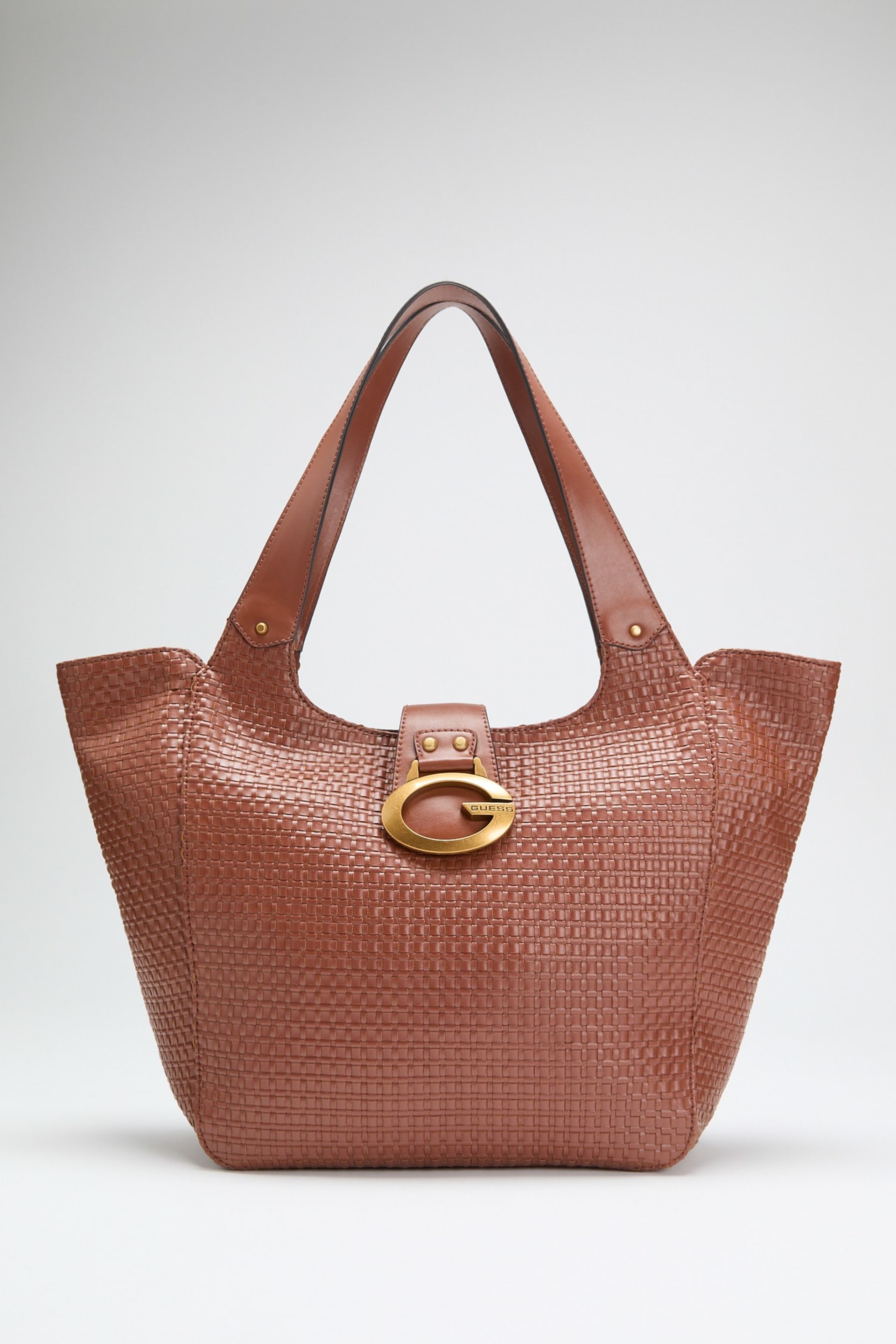 【ブラウン(HAZ)】GUESS トートバッグ (M)GENOVA Tote GUESS® Camden large tote bag Women