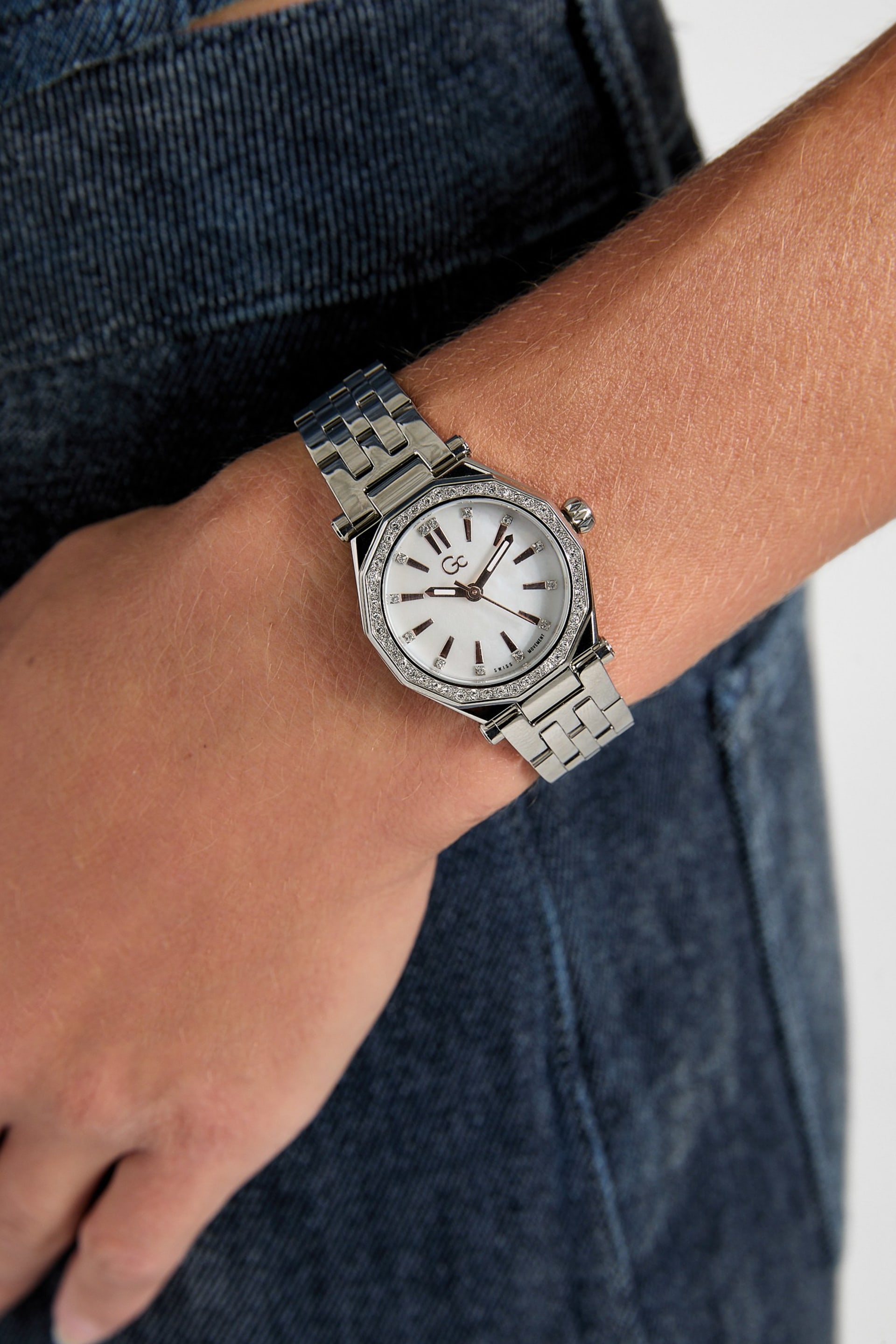 MARCIANO by GUESS® Gc Silver-Tone Analog Watch