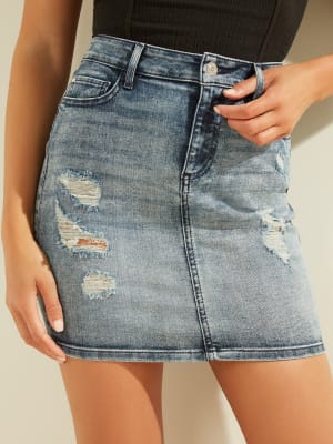 oasis black denim skirt