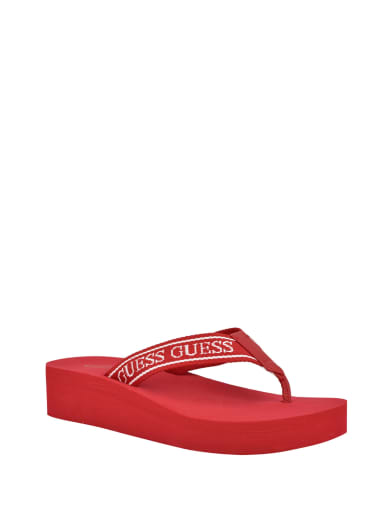 red platform flip flops
