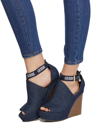 guess denim wedges