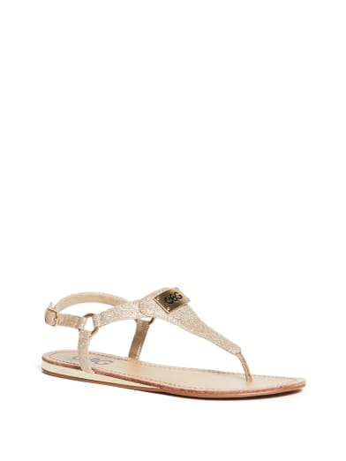 guess gold flip flops