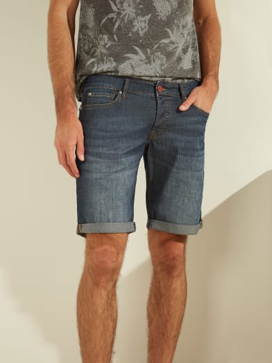mens grey jean shorts