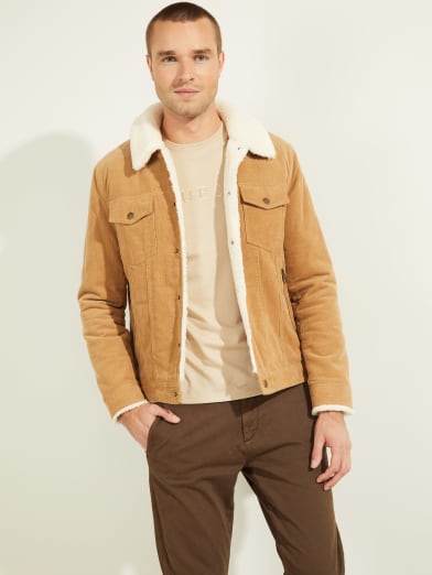 guess brown leather jacket mens