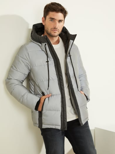 guess men's reversible puffer jacket