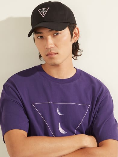 purple and red striped guess shirt