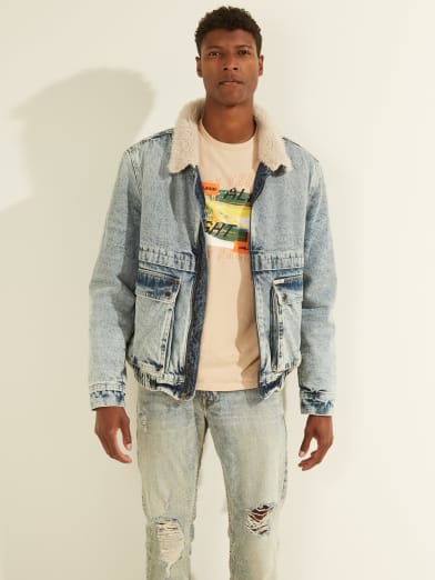 guess denim jacket mens