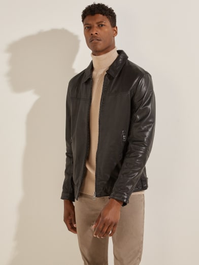 Guess men's jacket leather clearance