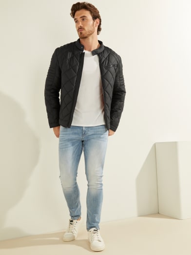 Guess men's jacket leather clearance