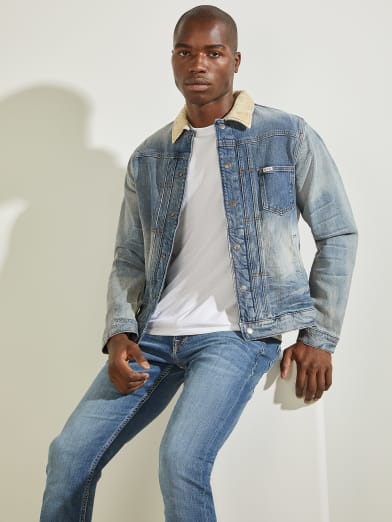 Black guess denim jacket clearance