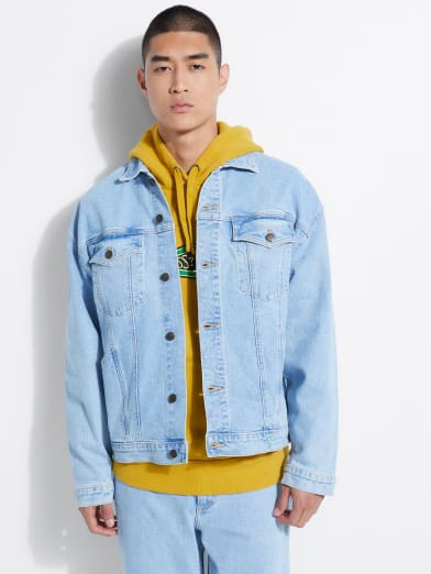 guess jean jacket with hoodie