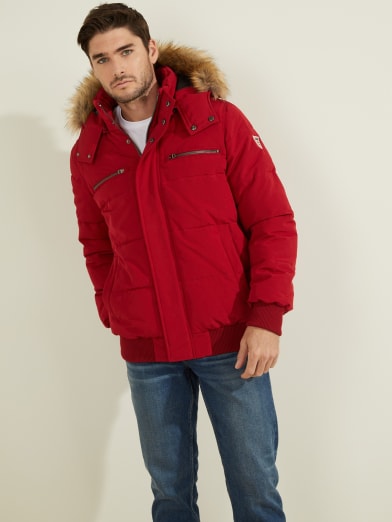 guess puffer jacket with hood