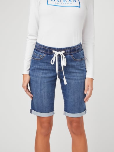 denim jogger shorts womens