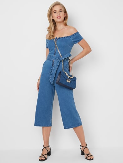 guess women's denim jumpsuit